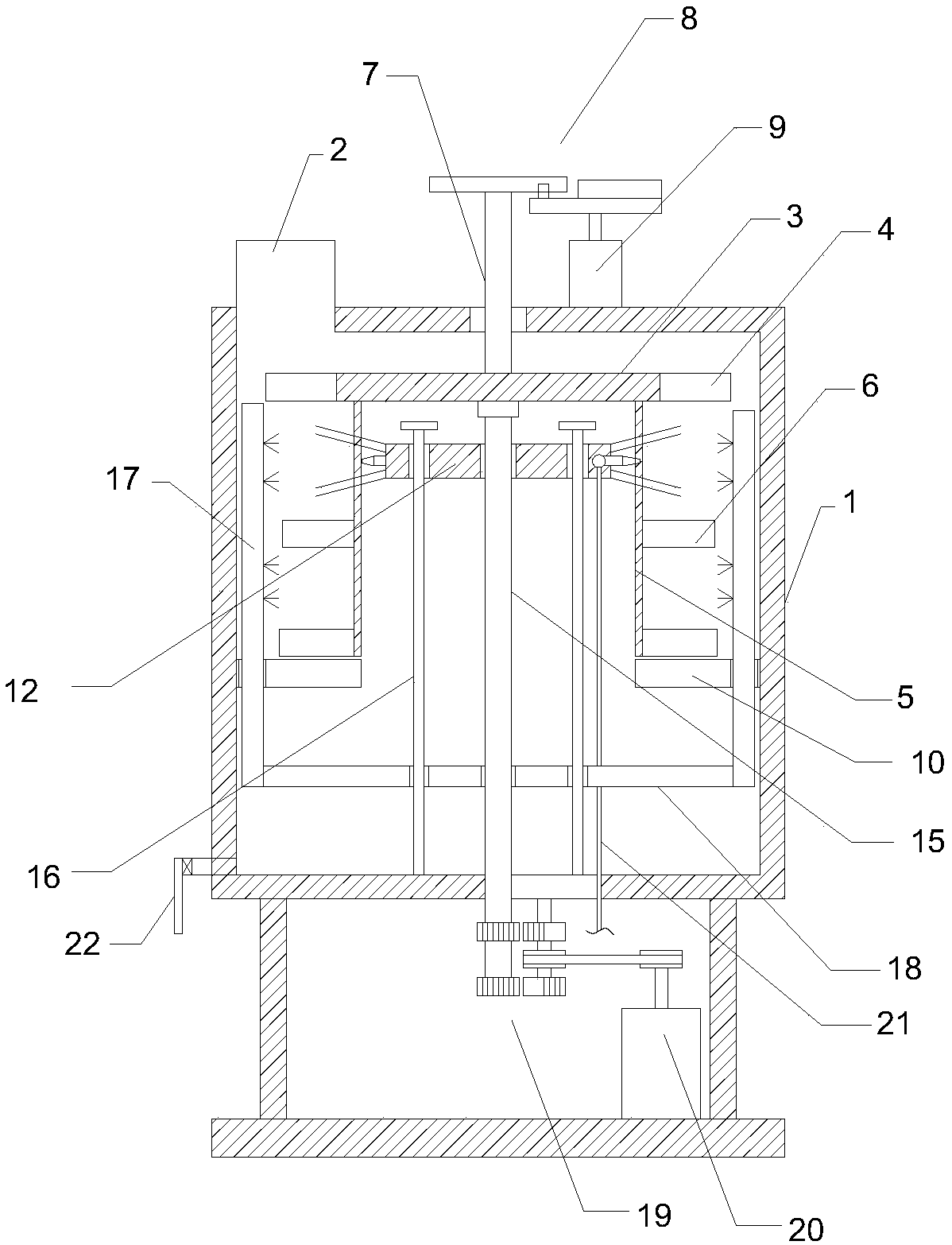 Reciprocating vertical lotus root washing device