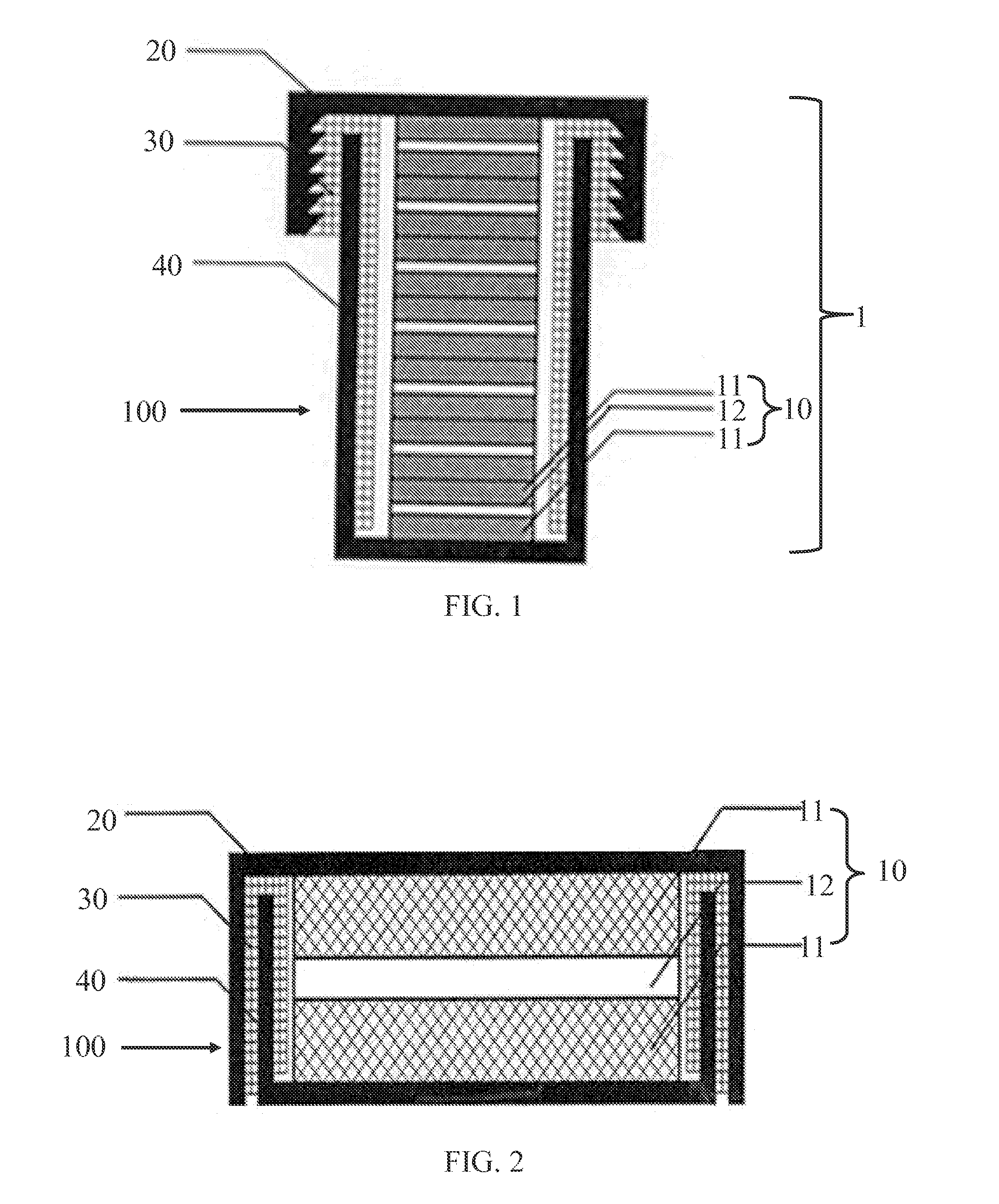 Packaging structures of an energy storage device