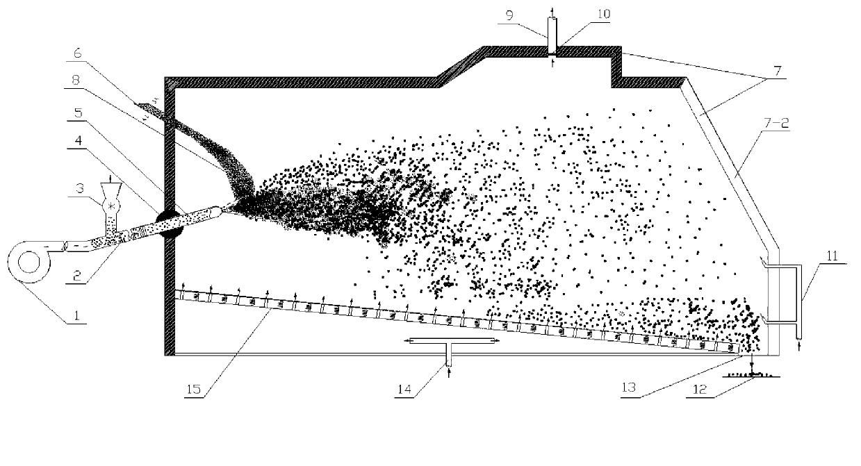 Device and method for gas-solid ejection and granulation of molten blast furnace slags