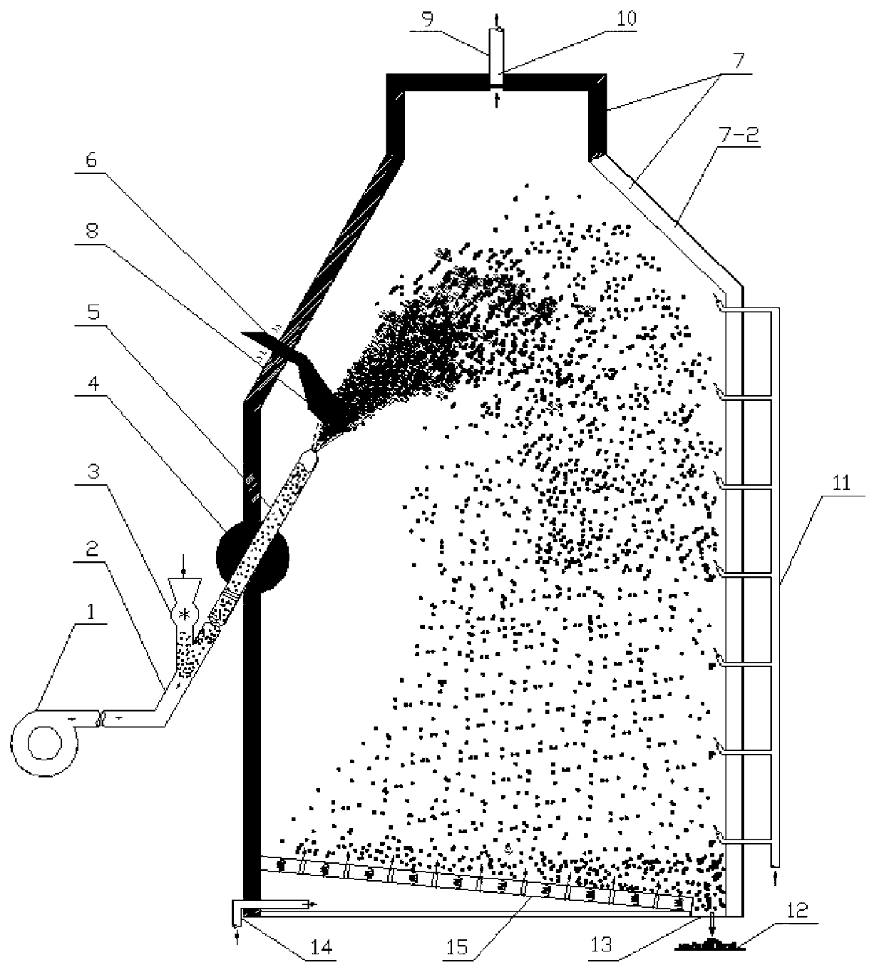 Device and method for gas-solid ejection and granulation of molten blast furnace slags