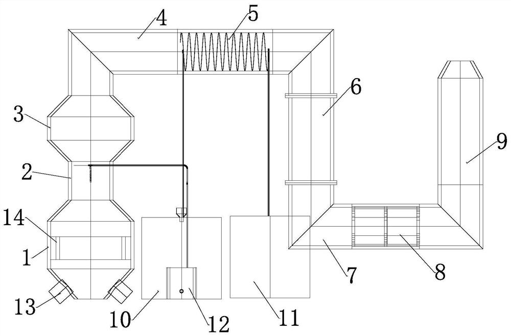 Cement kiln flue gas denitration device with waste heat recovery function and denitration method