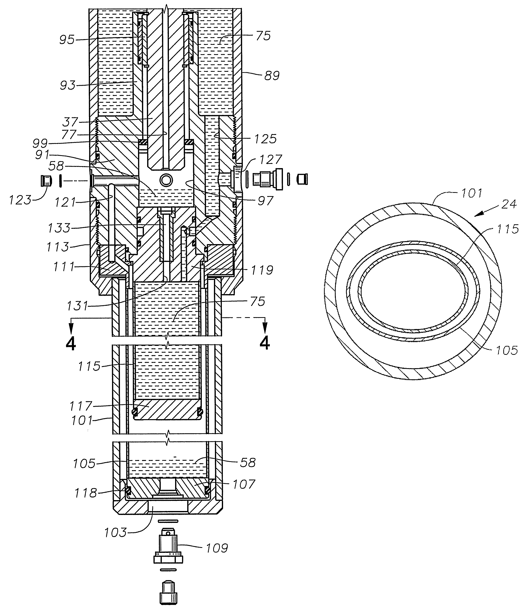 Pressure equalizer in thrust chamber electrical submersible pump assembly having dual pressure barriers