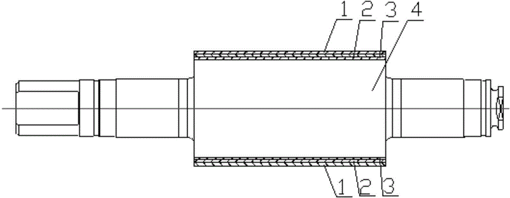 Composite overlaying manufacturing method of casting roller