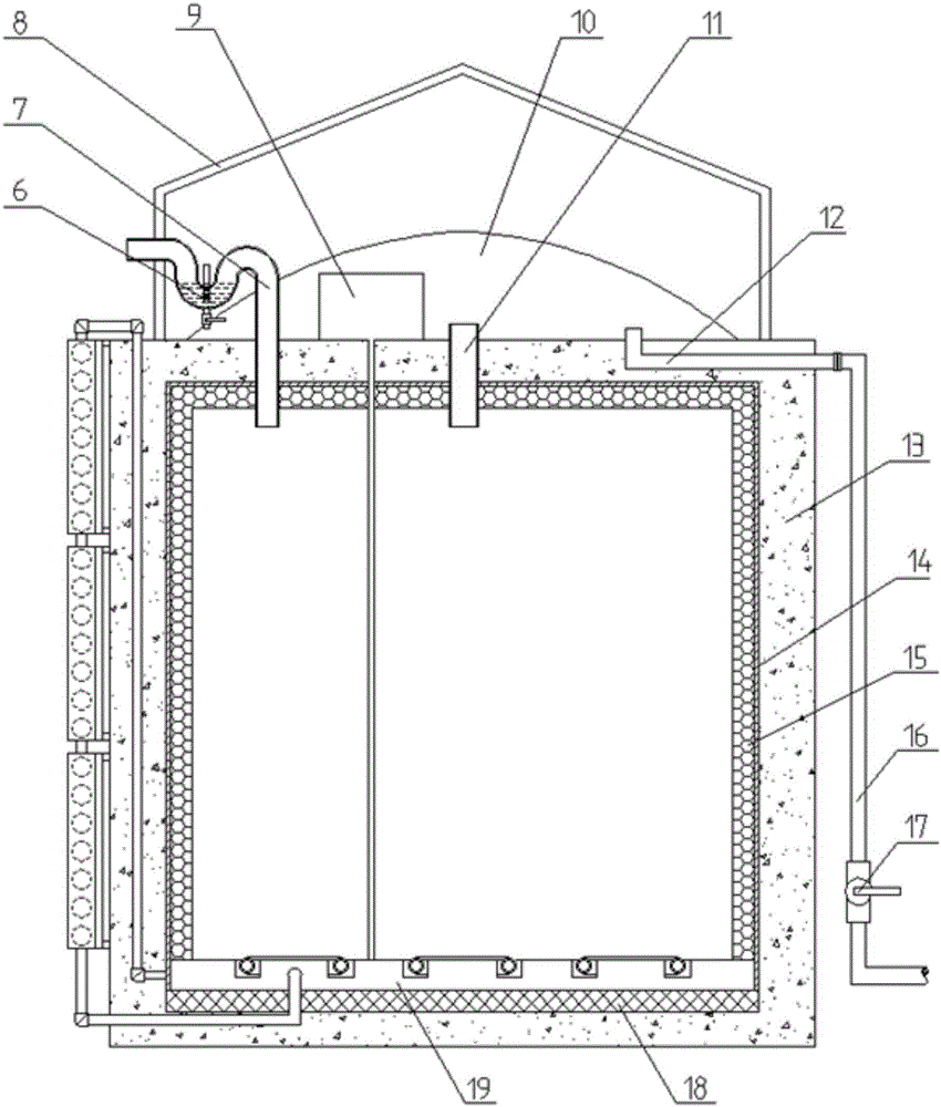 Cold area garage-type dry biogas fermentation system and working method thereof