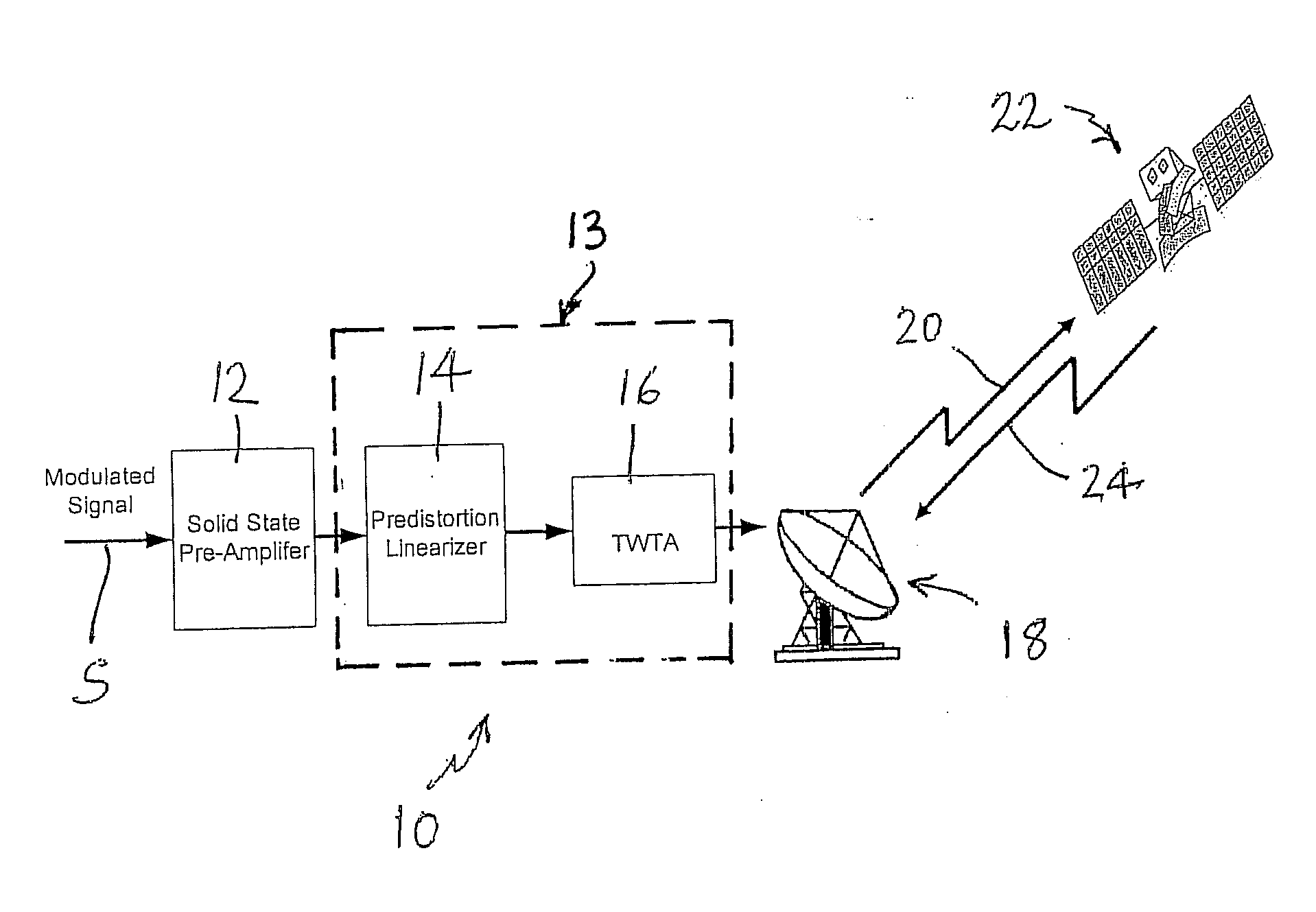 Method of transmitting higher power from a satellite by more efficiently using the existing satellite power amplifiers