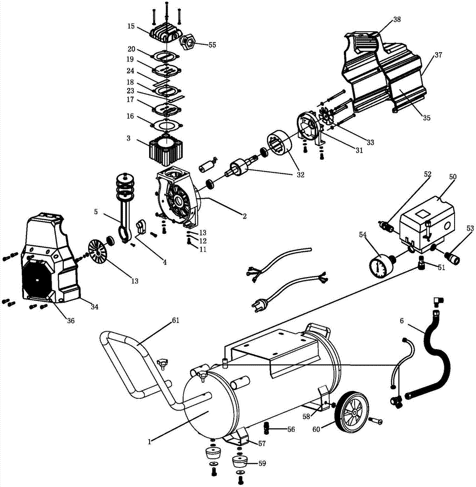 High-pressure oil-free air compressor