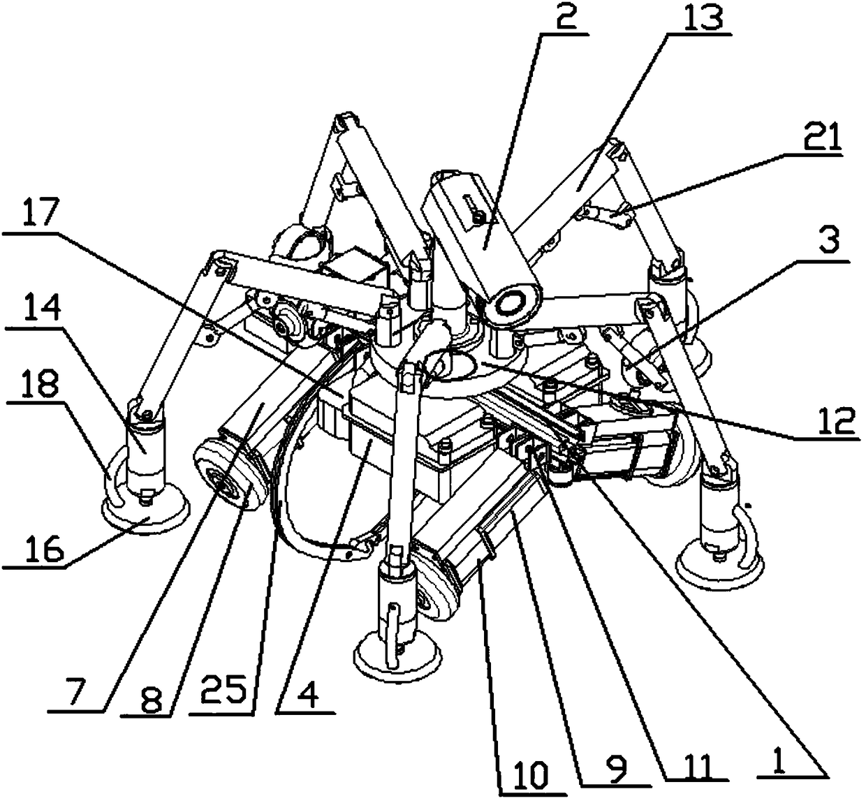 Wheeled robot used for eliminating and spraying fireproof anticorrosive coating on steel frame structure