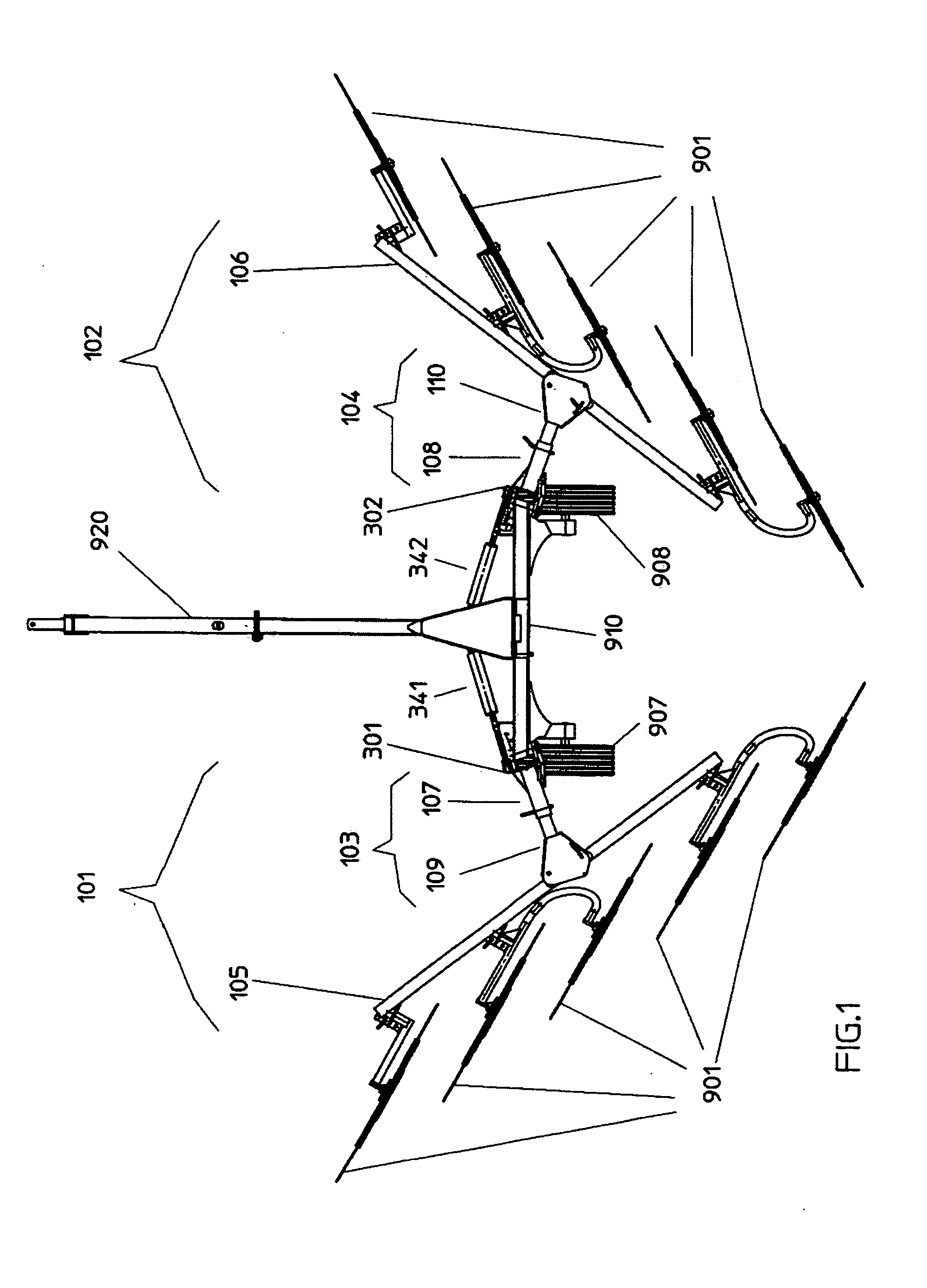 Adjustable and foldable V-shaped hay rake