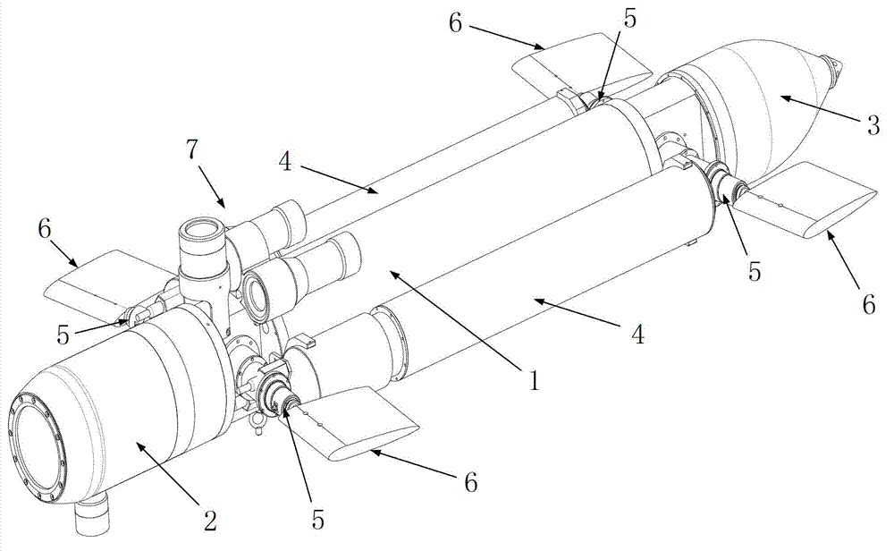 Sea turtle four-fin flapping imitating type autonomous underwater robot