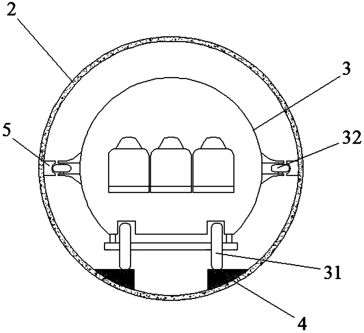 Undersea vacuum pipeline transportation system for wheeled vehicle equipped with side guide wheels