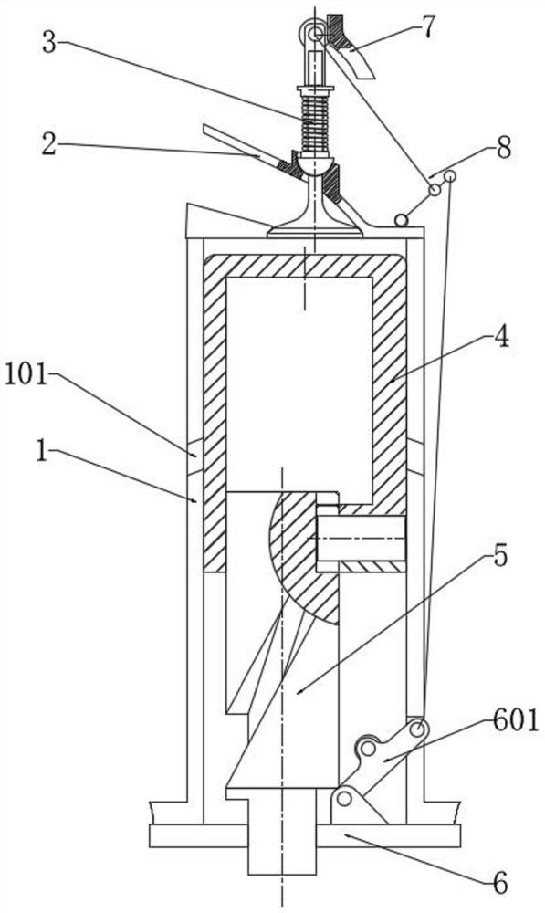 Crankshaft-free two-stroke reciprocating engine