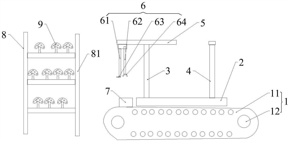 Mushroom harvesting robot device and method