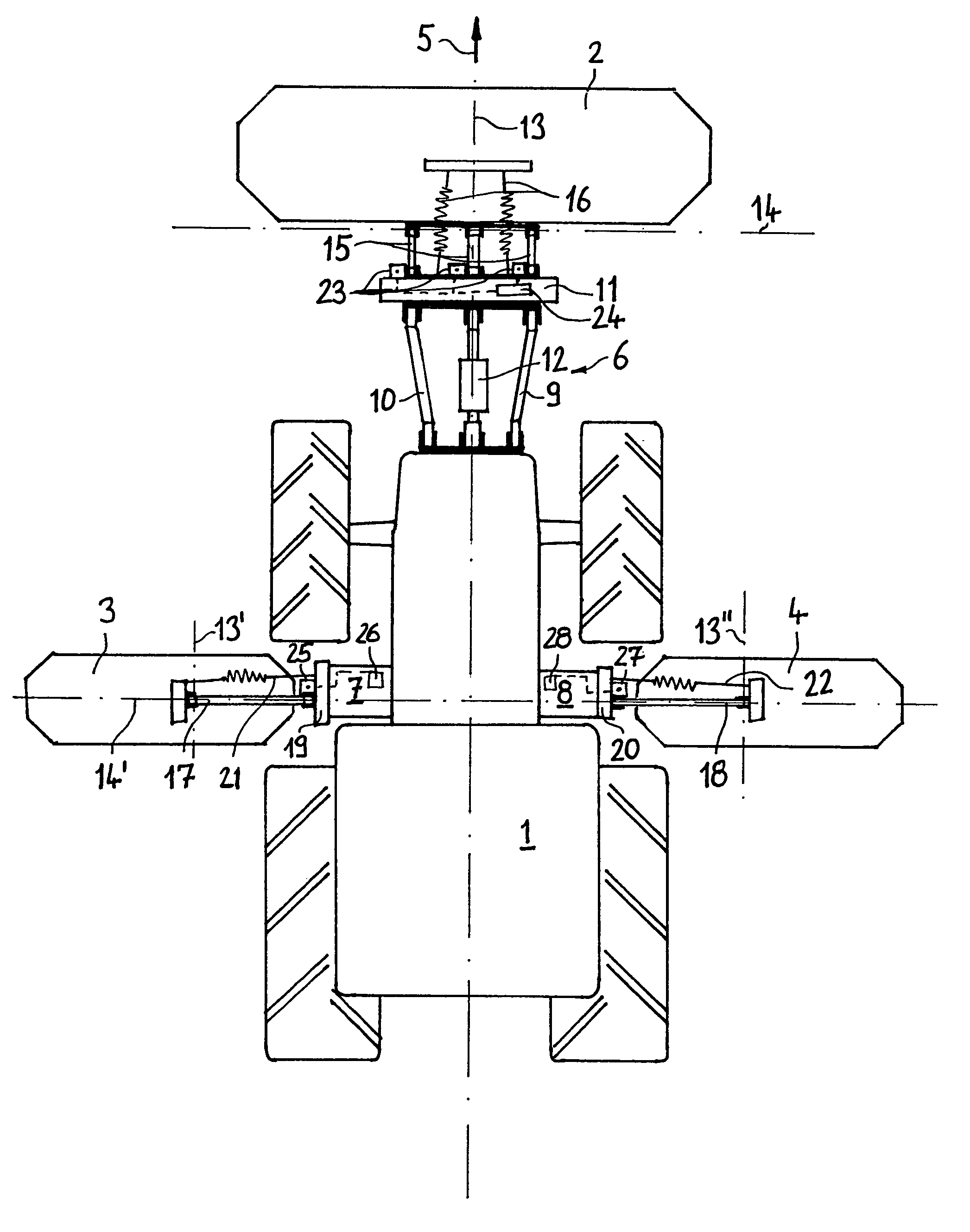 Device for controlling the position of a mountable implement relative to an implement carrier element