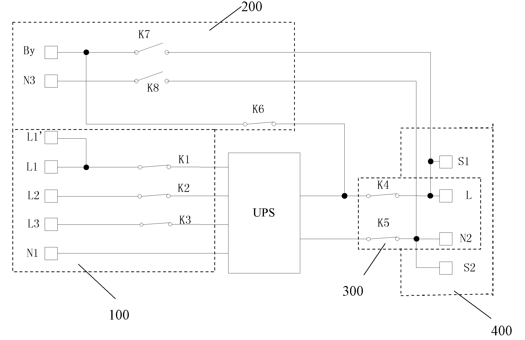 Power distribution circuit of UPS (uninterruptible power supply)