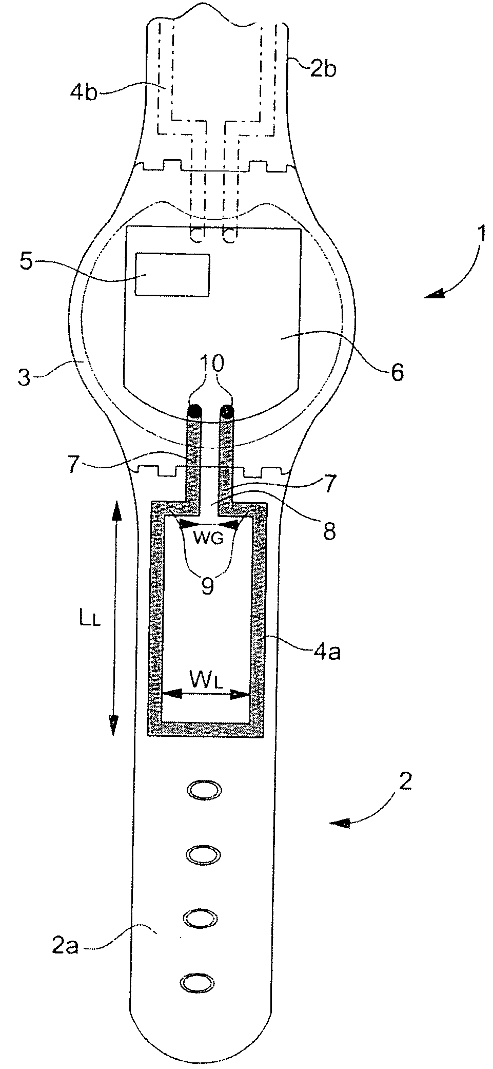 Optimization of a loop antenna geometry embedded in a wristband portion of a watch