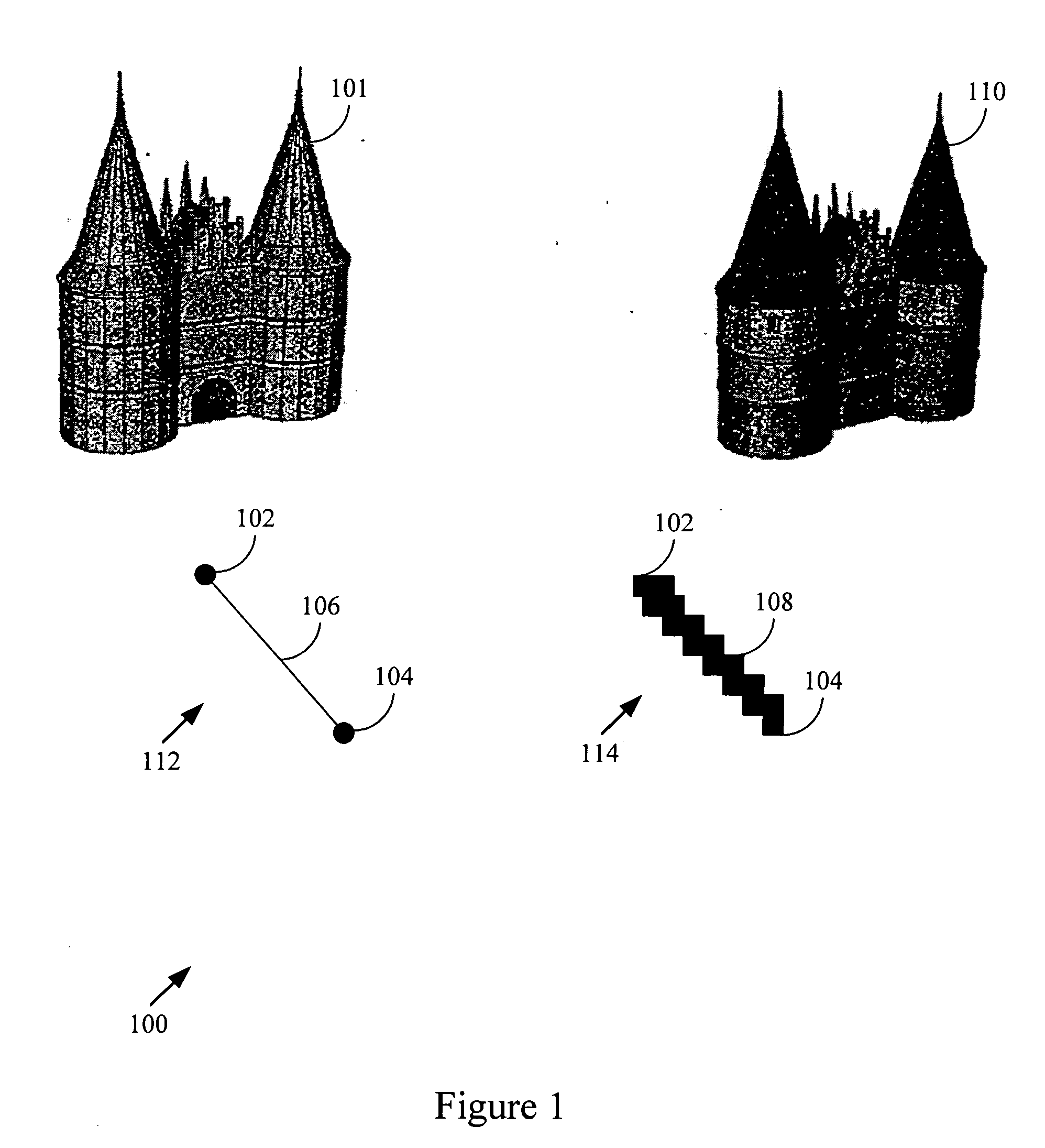 Navigation system with intersection and three-dimensional landmark view