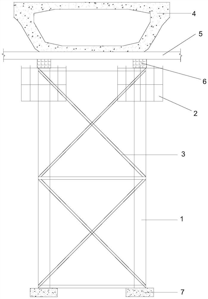 Ecological demolition system and construction method of cast-in-place box girder with piers retained