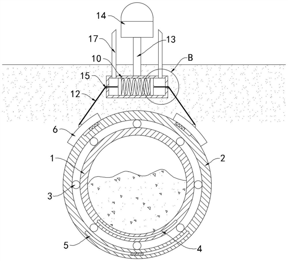 An anti-wind and wave dredging pipe with warning function