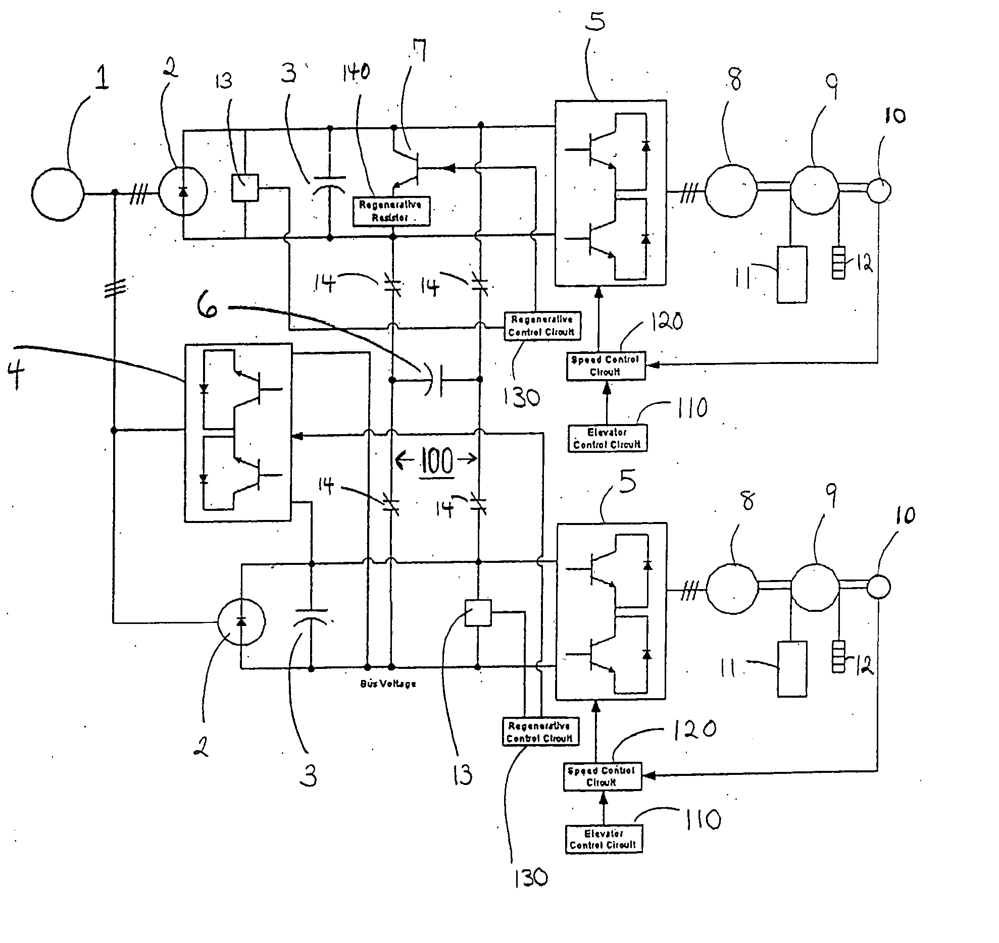 Energy efficient variable speed drive for elevator systems