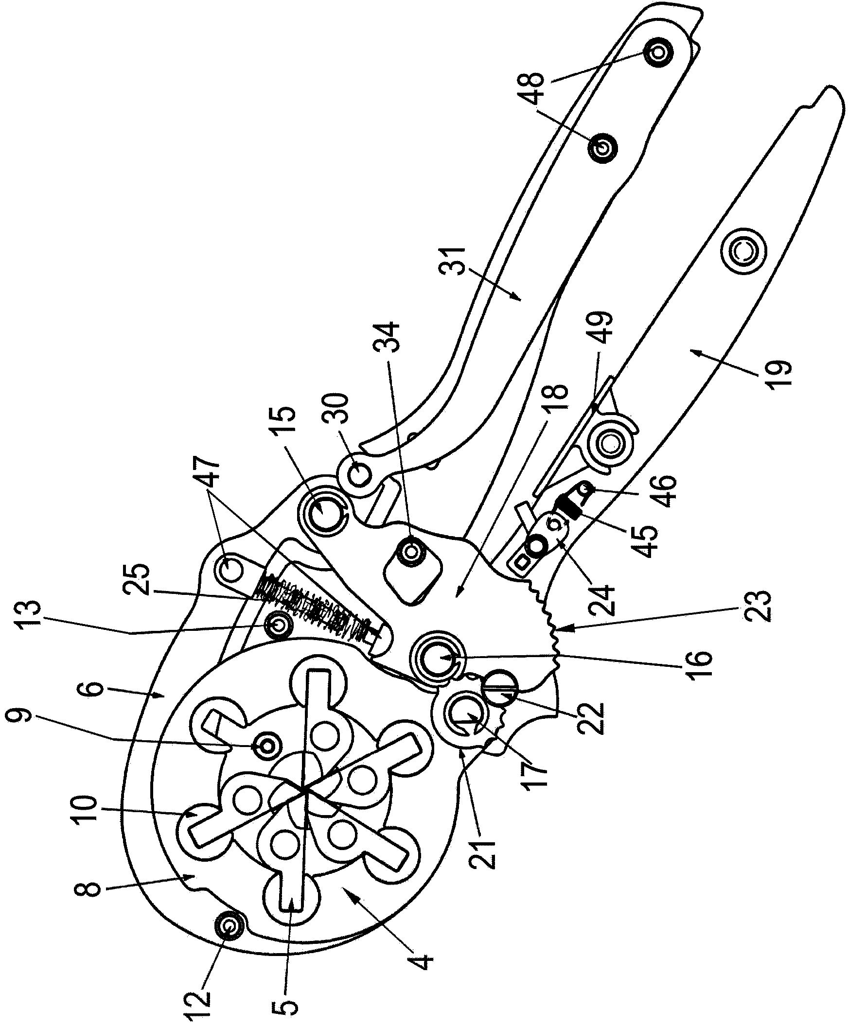 Crimping tool for wire end ferrules