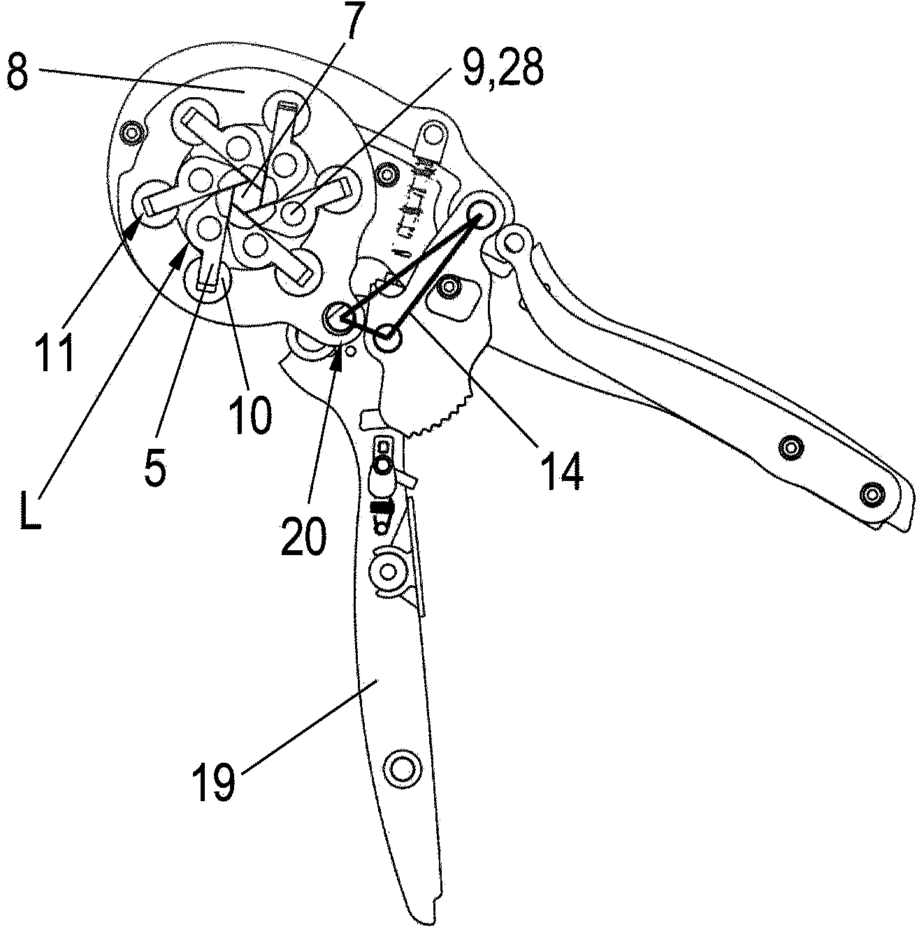 Crimping tool for wire end ferrules