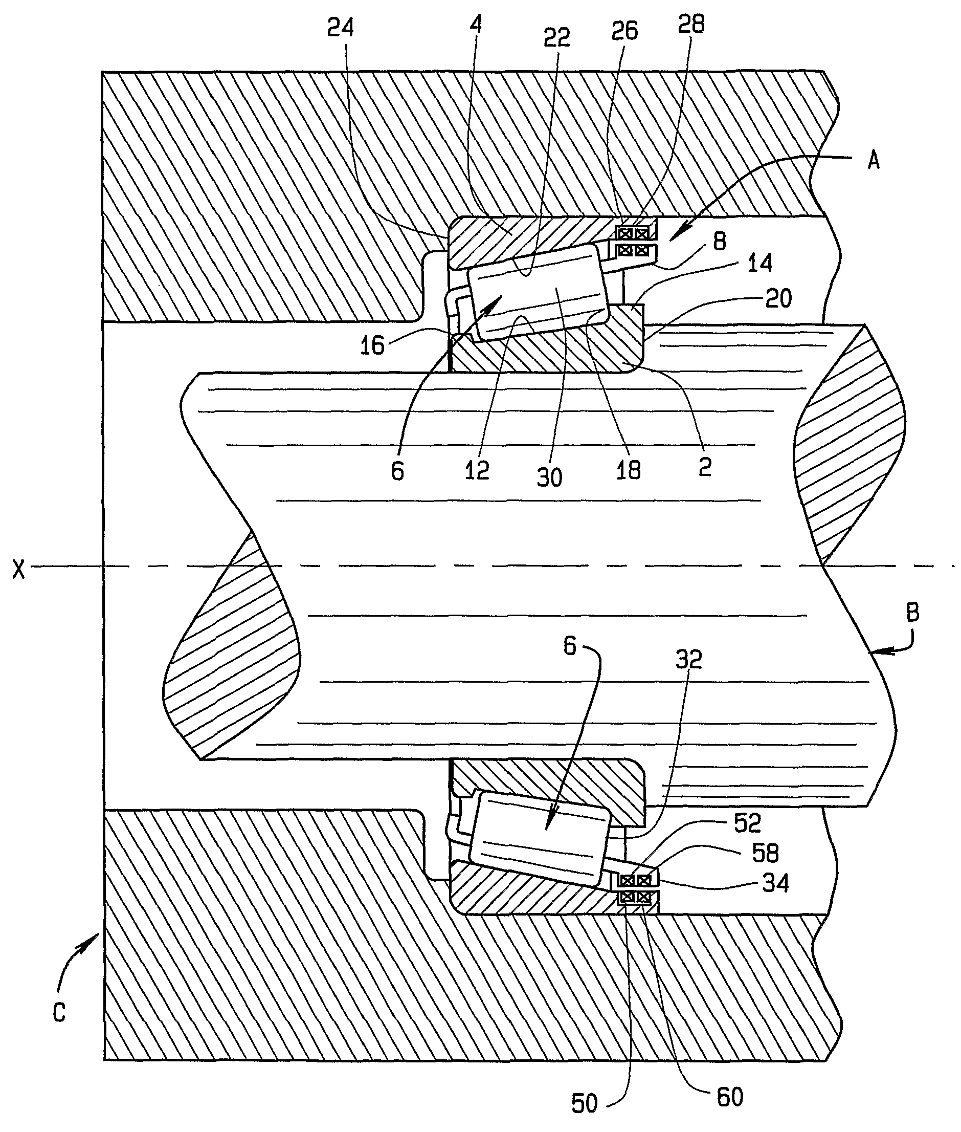 Bearing with cage-mounted sensors