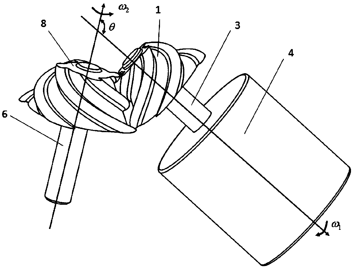 Convex-convex engaged pure rolling helical bevel gear mechanism for cross shaft transmission