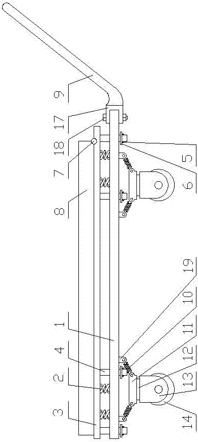 Mechanical flat cart device with bumping impact buffering effect