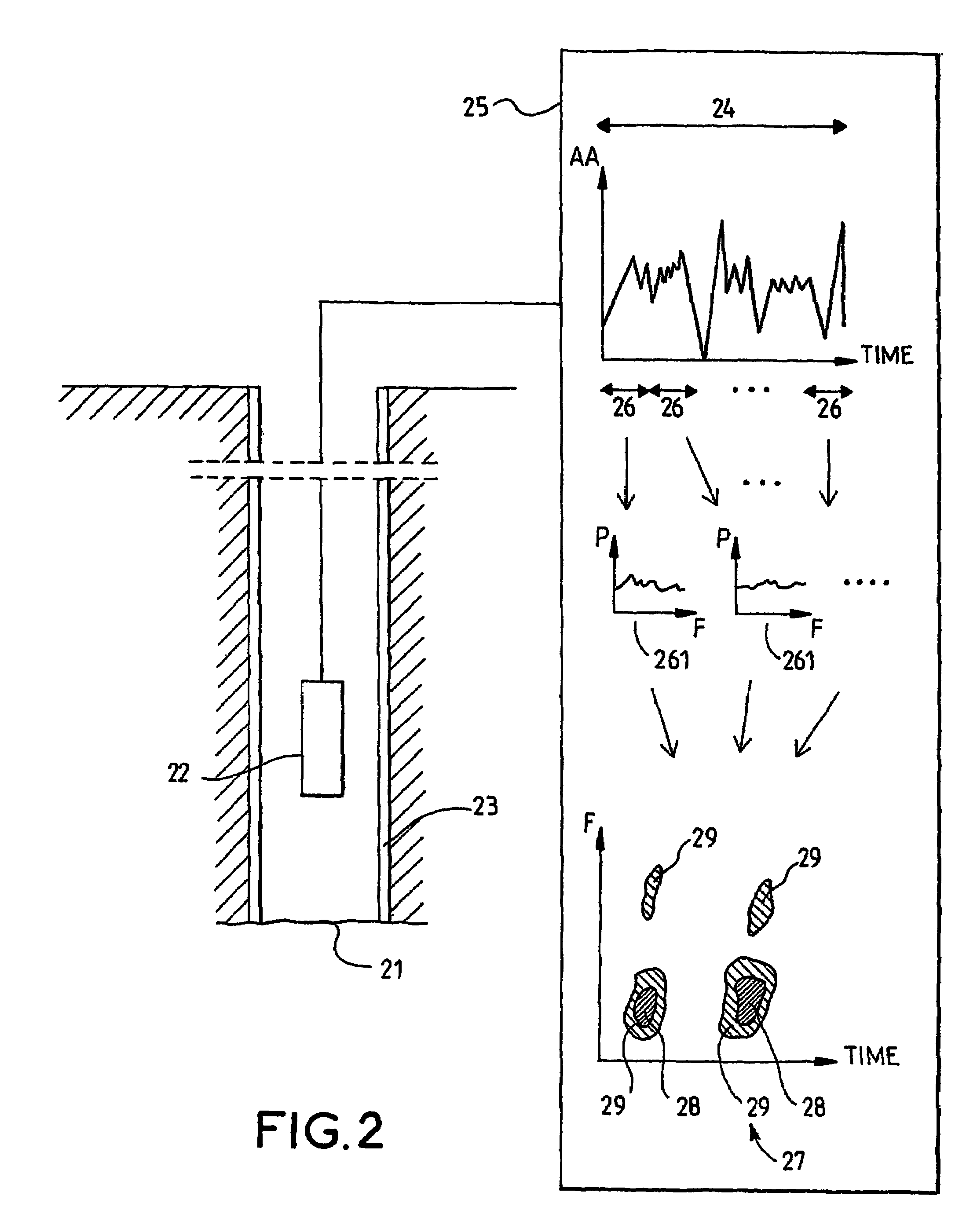 Method and apparatus for acoustic detection of a fluid leak behind a casing of a borehole