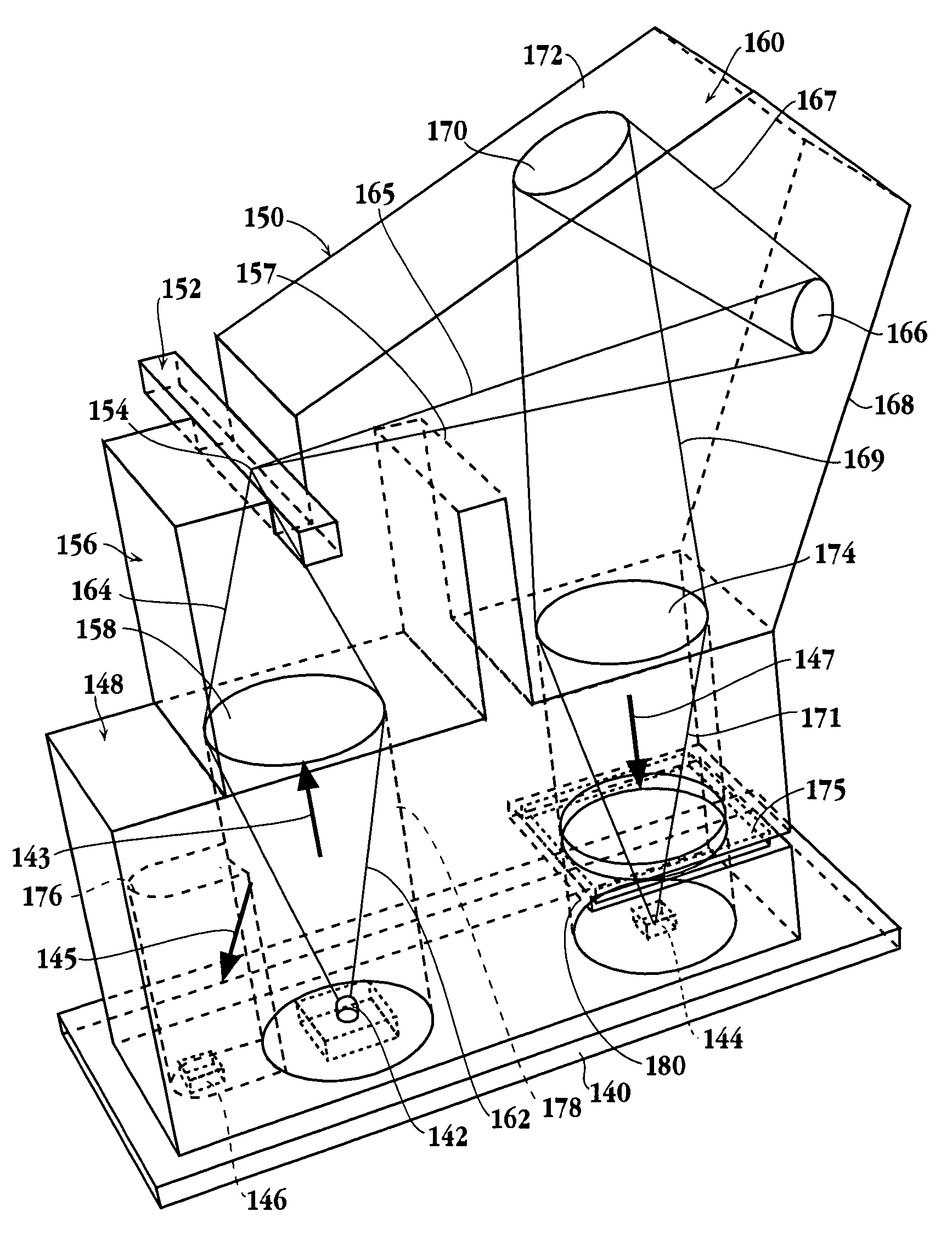 Multilens optical assembly for a diagnostic device