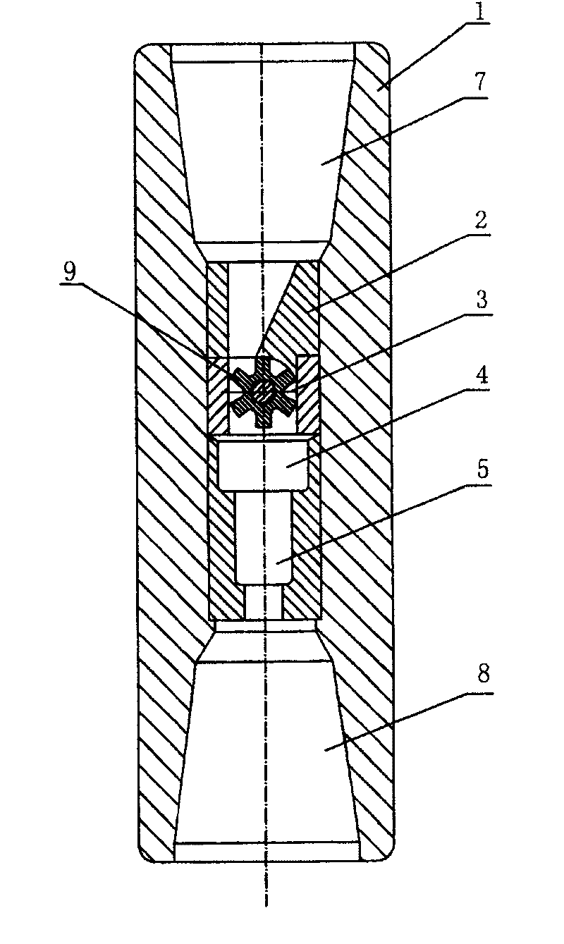 Waterpower pulse cavitation jet well drilling device and drill bit