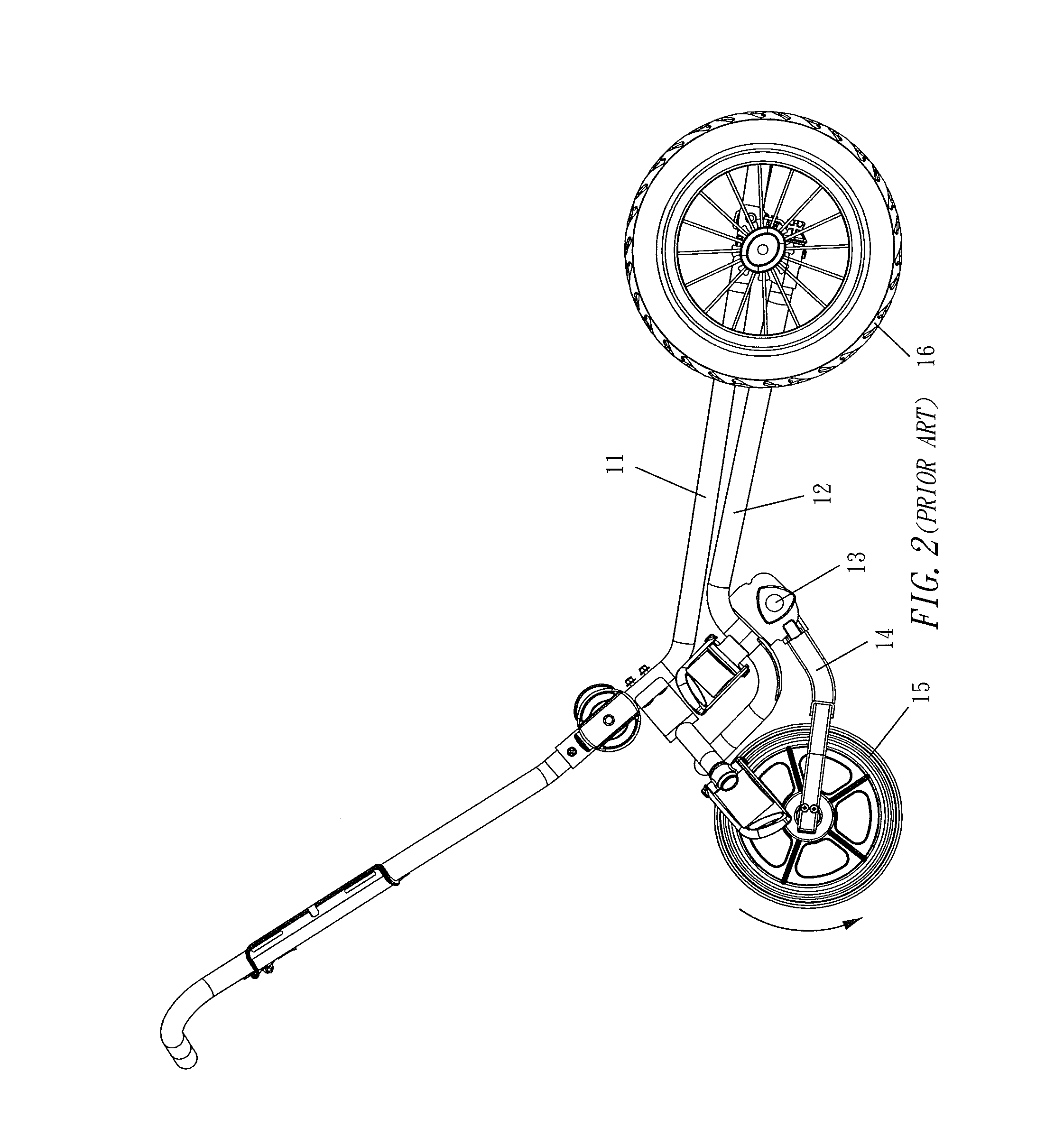 Front wheel folding device of golf bag cart