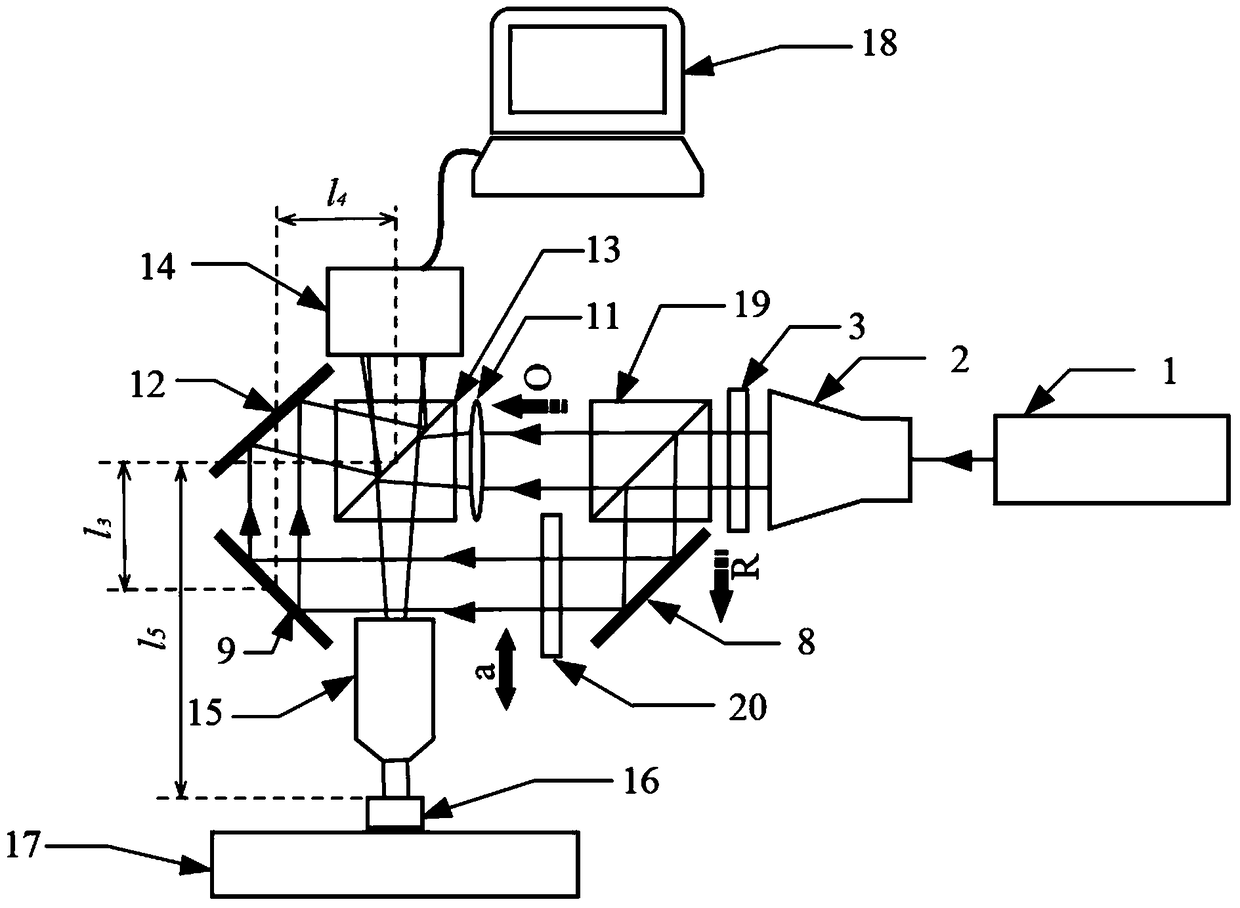 A reflective off-axis digital holographic microscopic measurement device