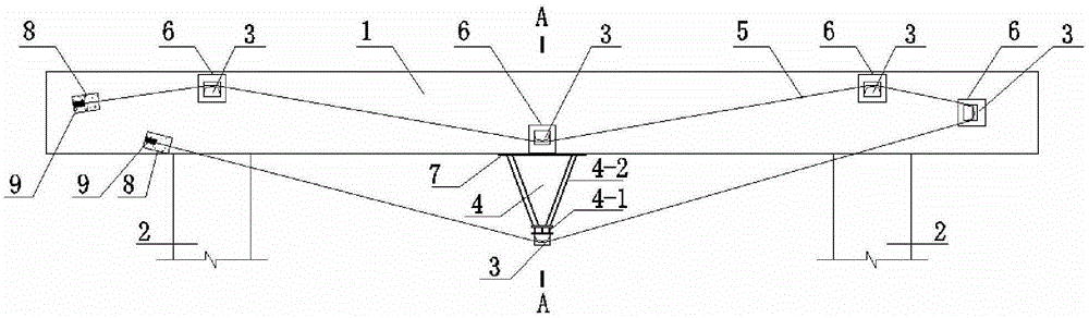 Cover beam external prestressing reinforcing structure and construction method thereof