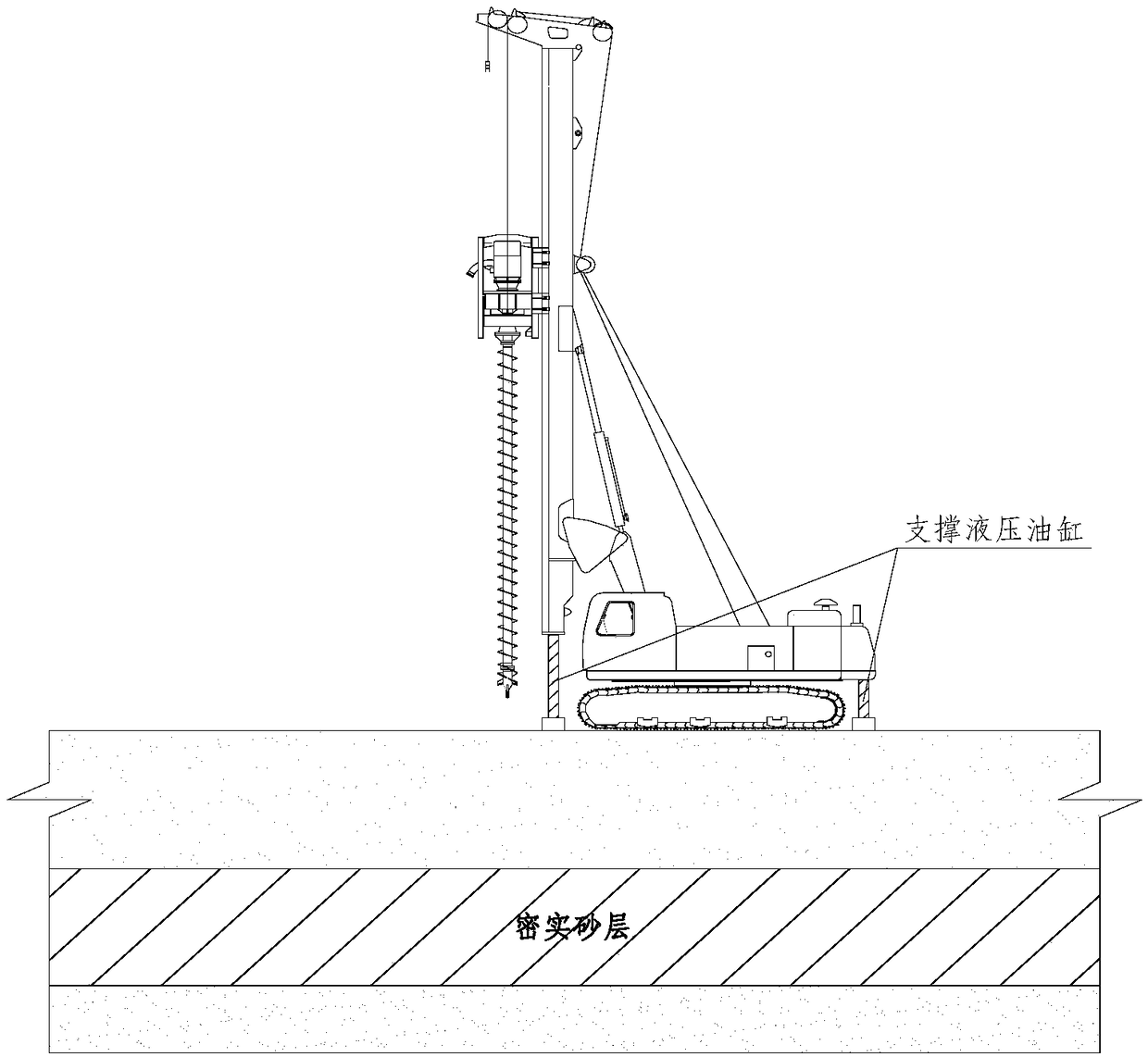 Ultra-deep and extra-thick dense sand stratum prestressed pipe pile long spiral lead hole construction method