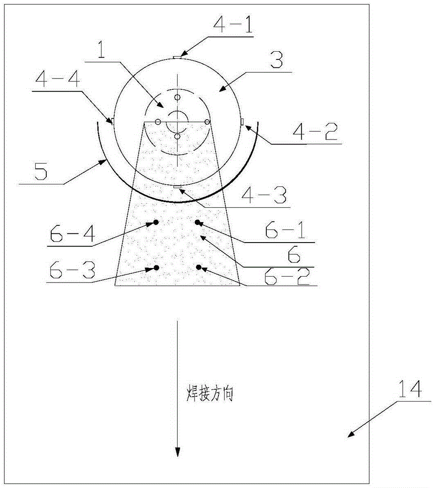 Dual-shaft shoulder friction stir welding device and method based on temperature feedback of leading zone