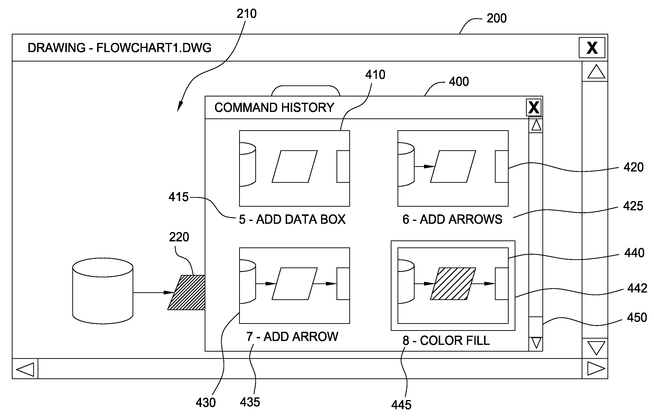 Visual command history