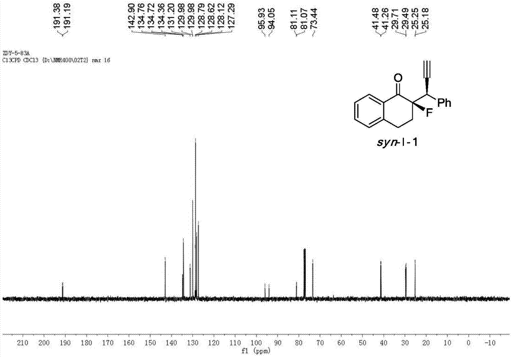 Method for preparing alpha-fluoro-beta-ethynyl ketone compound containing two chiral centers