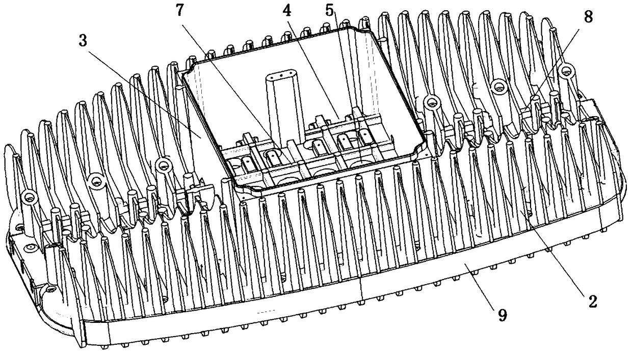 High-power LED lamp integrated cooling shell