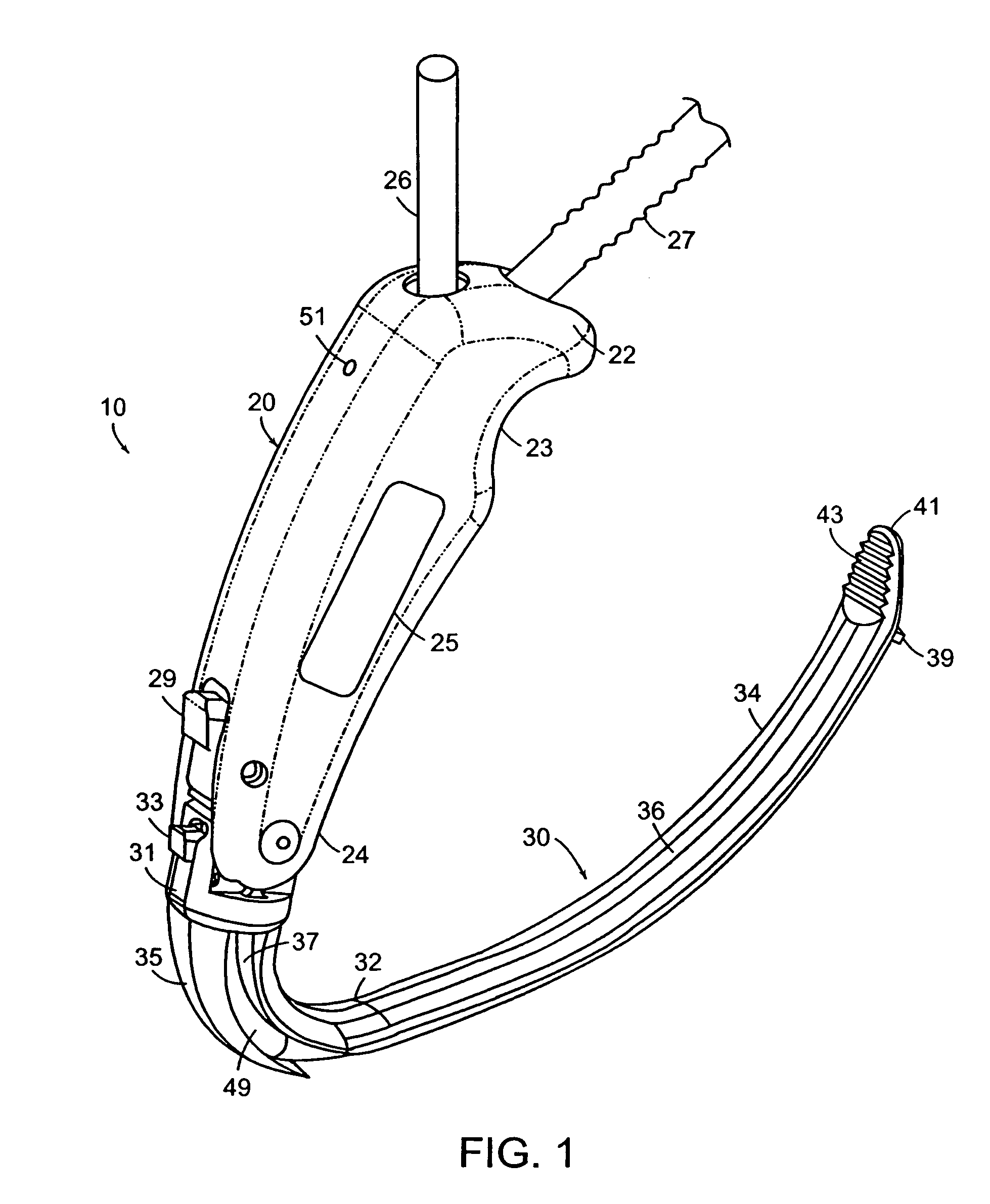 Illuminated retractor for use in connection with harvesting a blood vessel from the arm