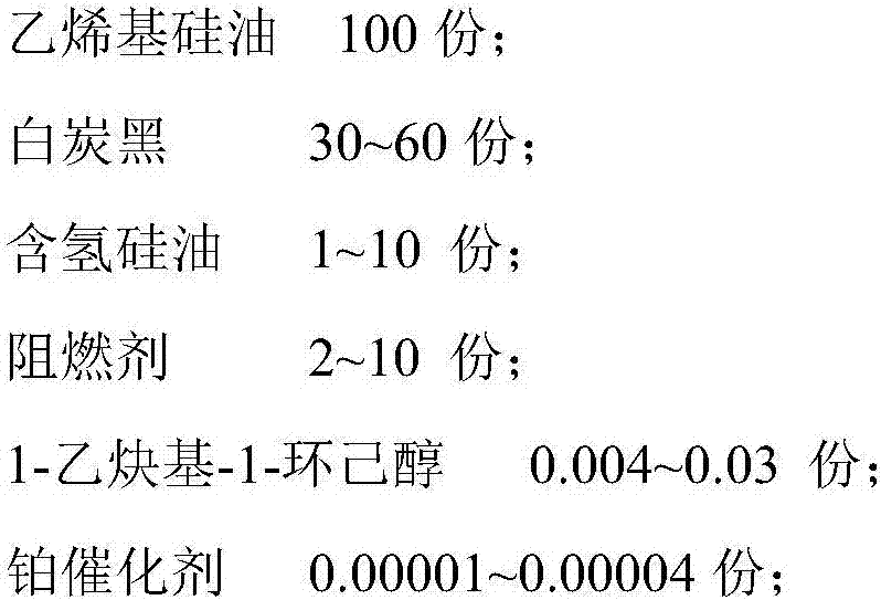 A kind of halogen-free flame-retardant reinforced addition type liquid silicone rubber and preparation method thereof