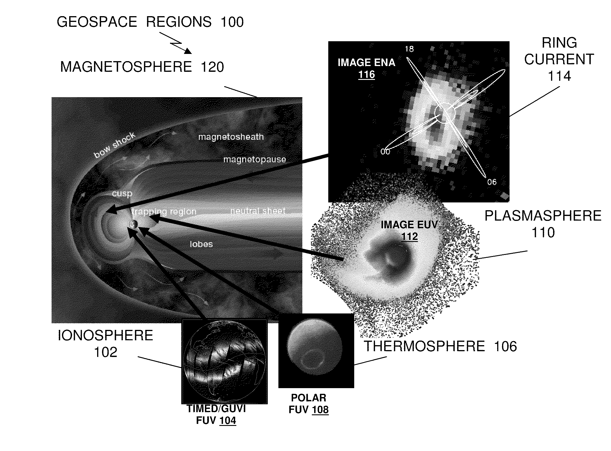 Method and system of imaging electrons in the near earth space environment