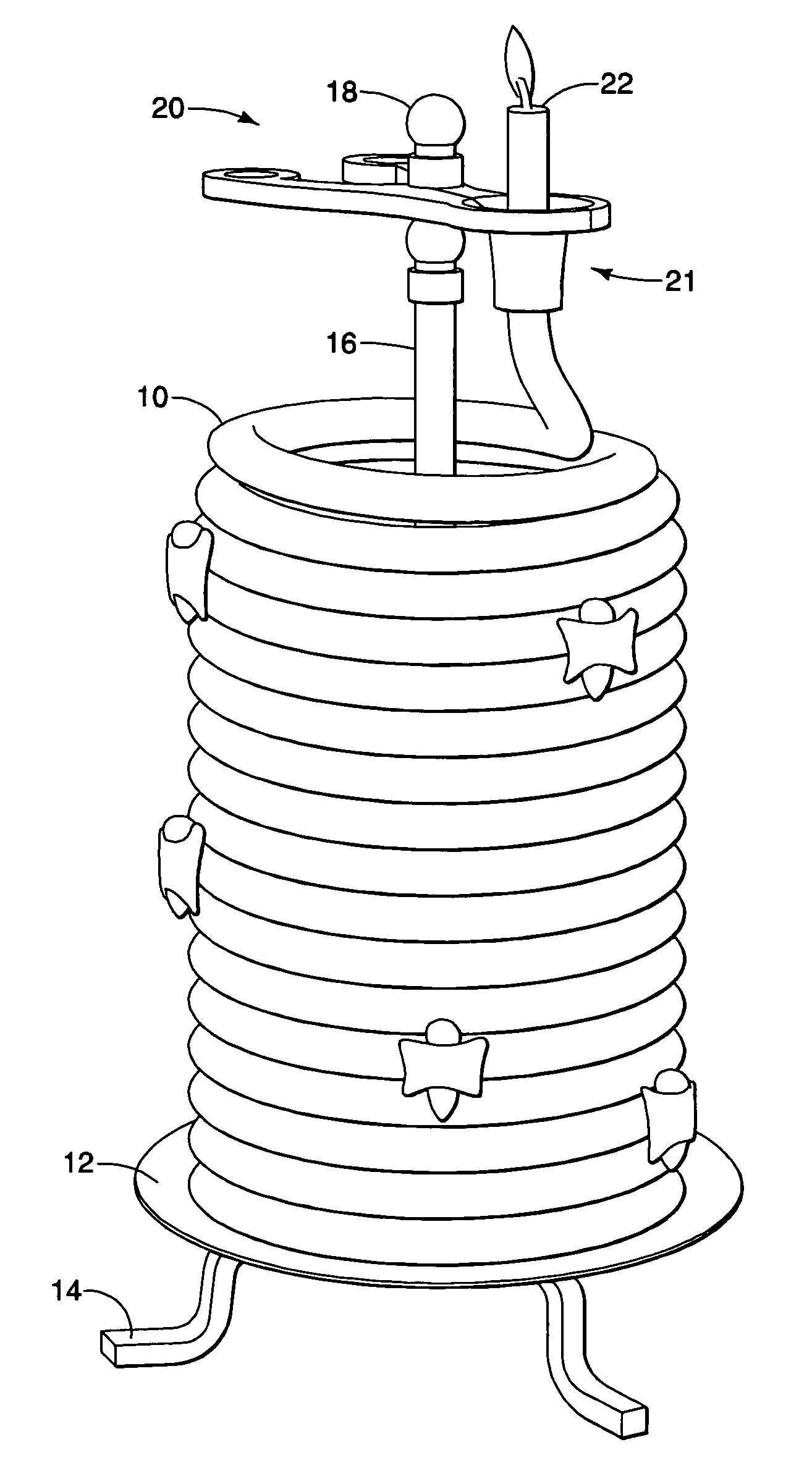 Candle holder and flame extinguisher device