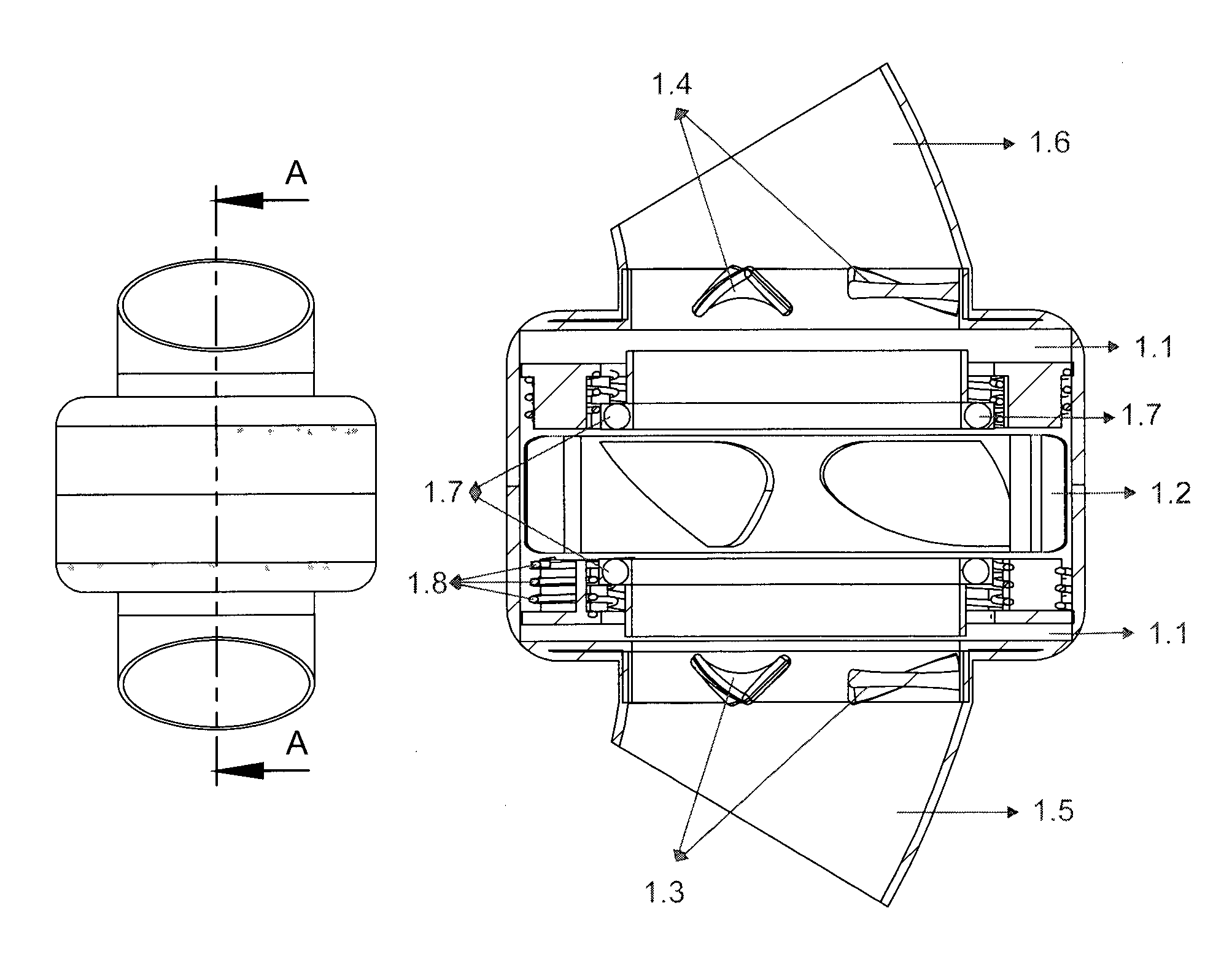 Trans arterial permanent heart assist device with double stators