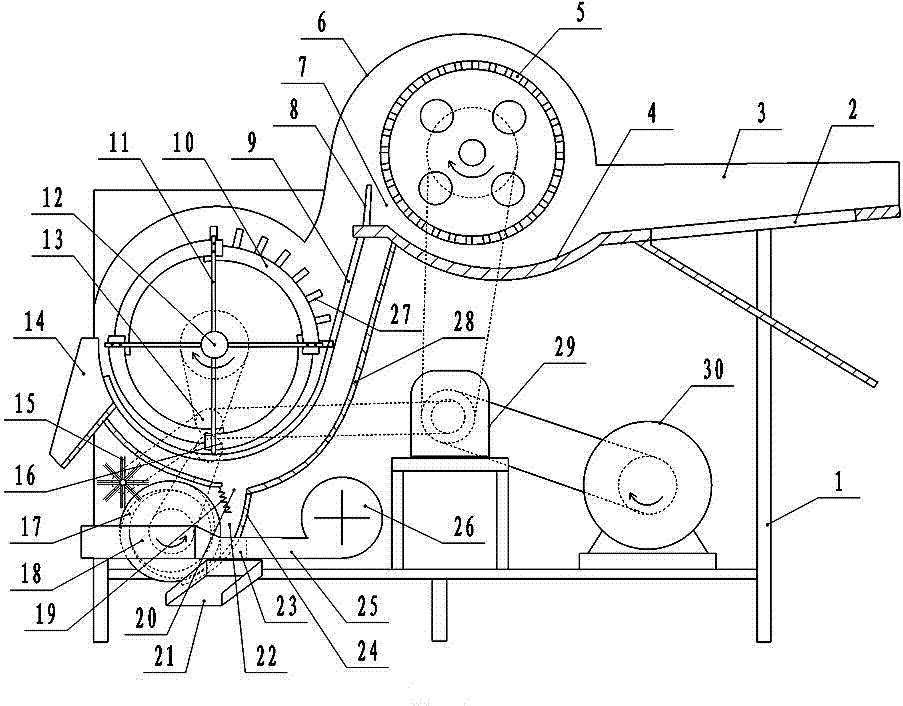 Auger-type chestnut bud stripping machine