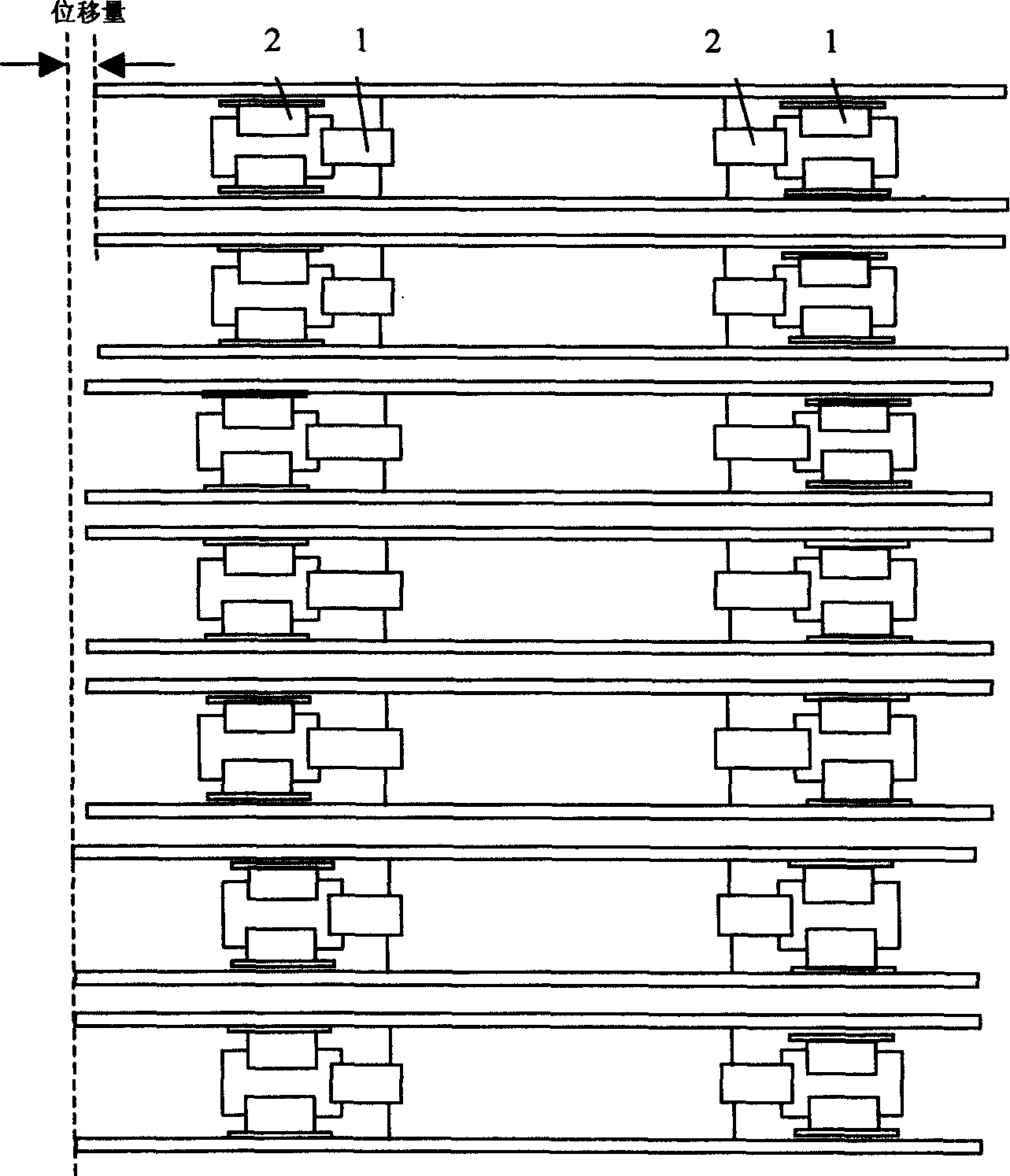 Large range nanometer grade step piezoelectric micromotion working platform, and its driving and controlling system