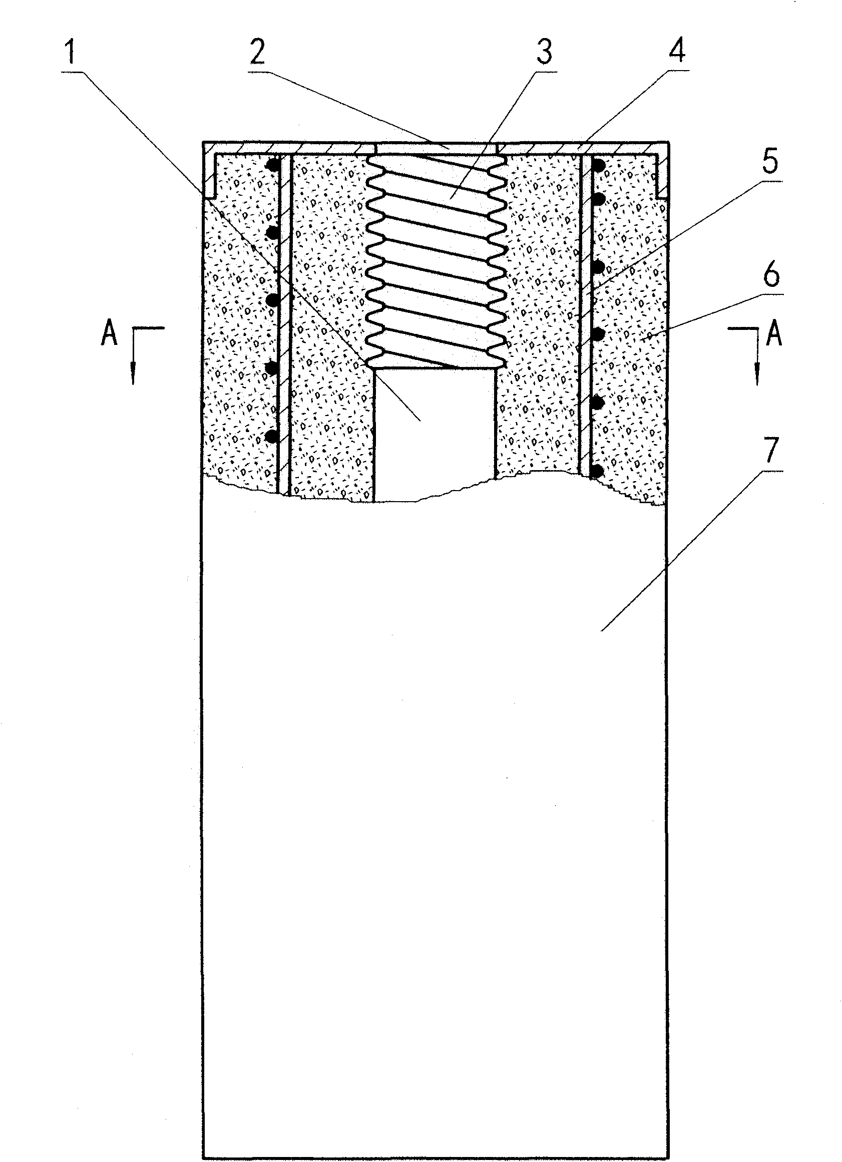 Rectangular Pre-stressed reinforced concrete hollow pile with internal thread or internal groove and method for processing hollow pile