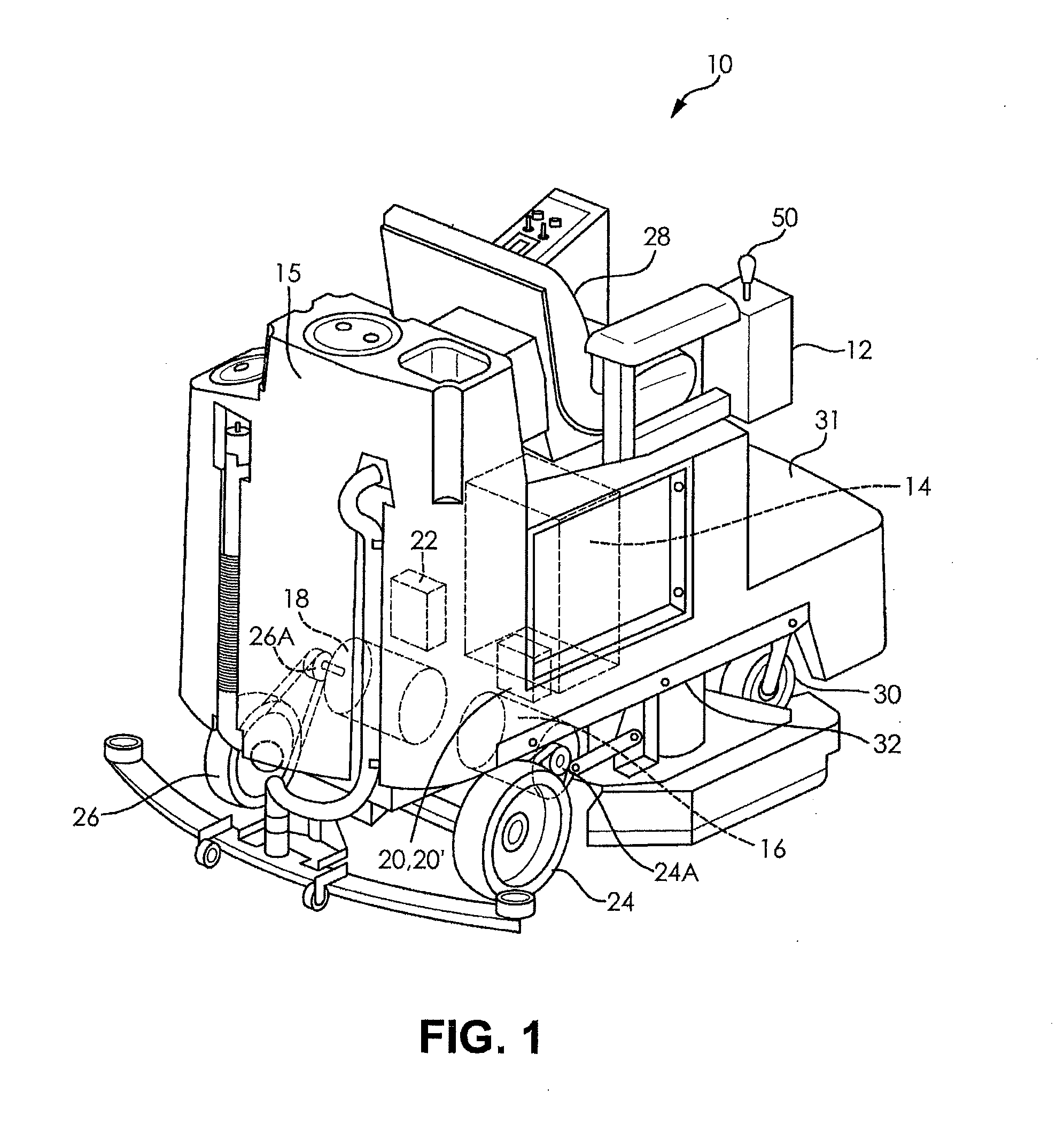 Dual drive floor scrubber