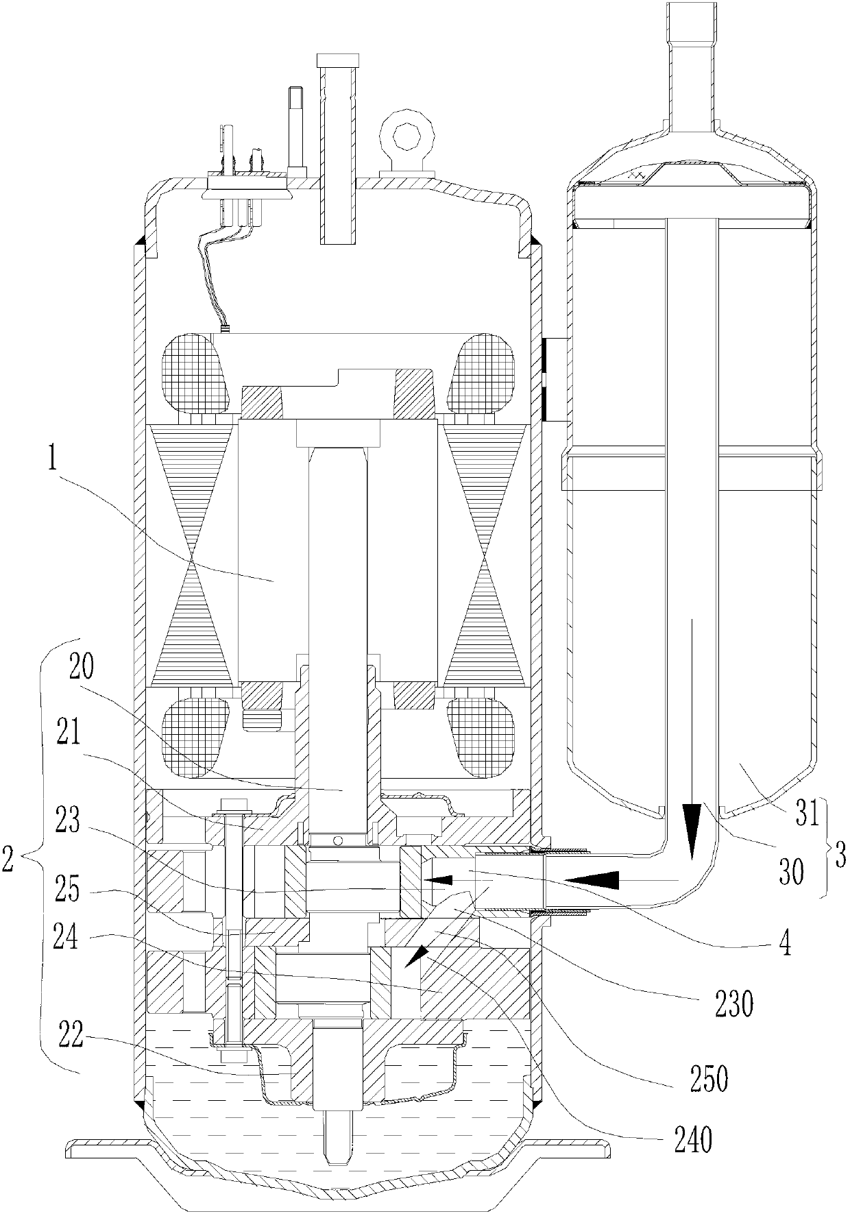 Rotary compressor inspiration structure