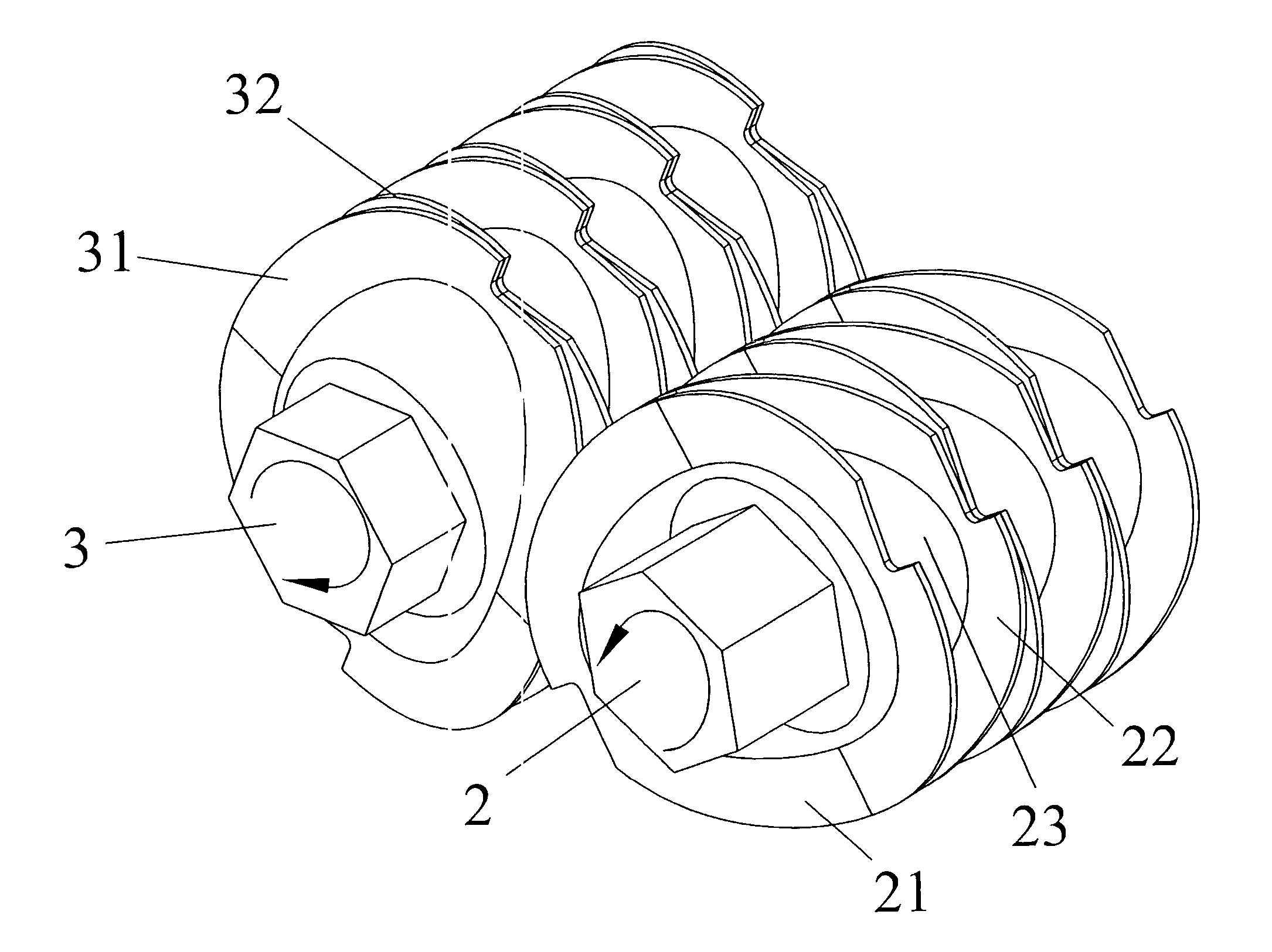 Elliptical acetabuliform blade for shredder